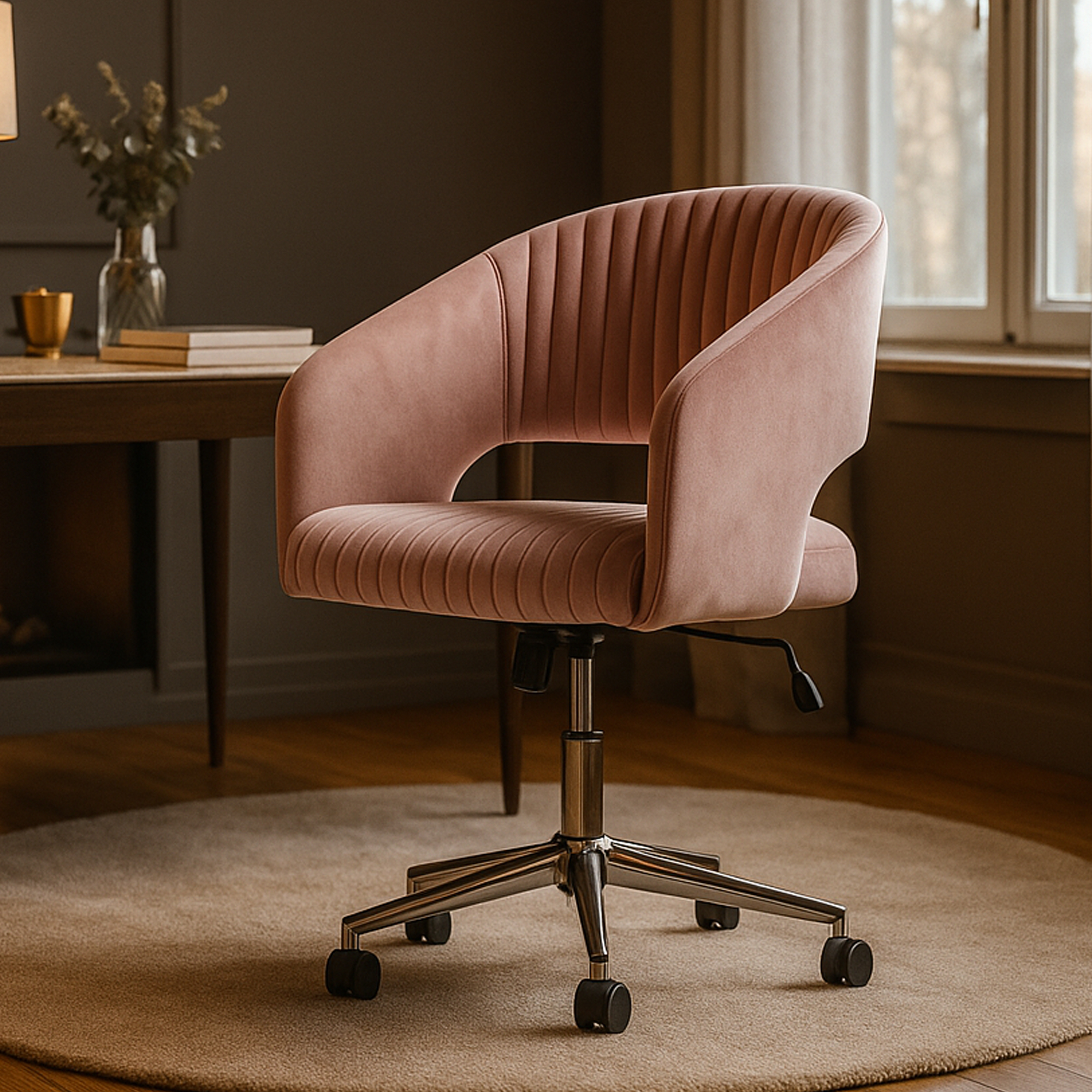 WESTFIELD Velvet Swivel Chair - Pink - Galvin and Galloway
