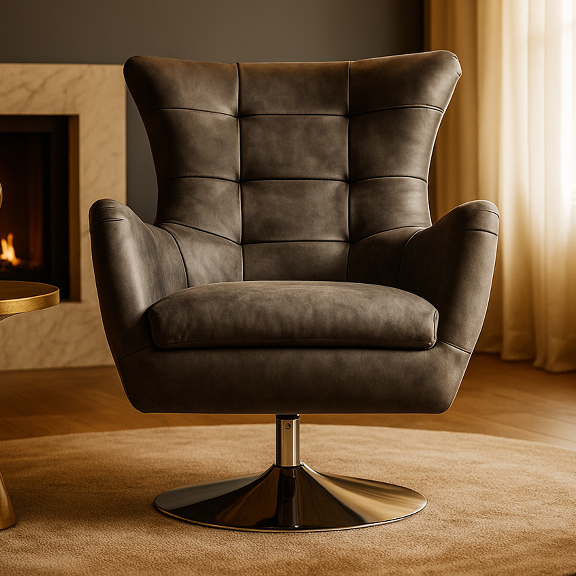 WESTHAVEN Leather Swivel Chair - Black - Galvin and Galloway