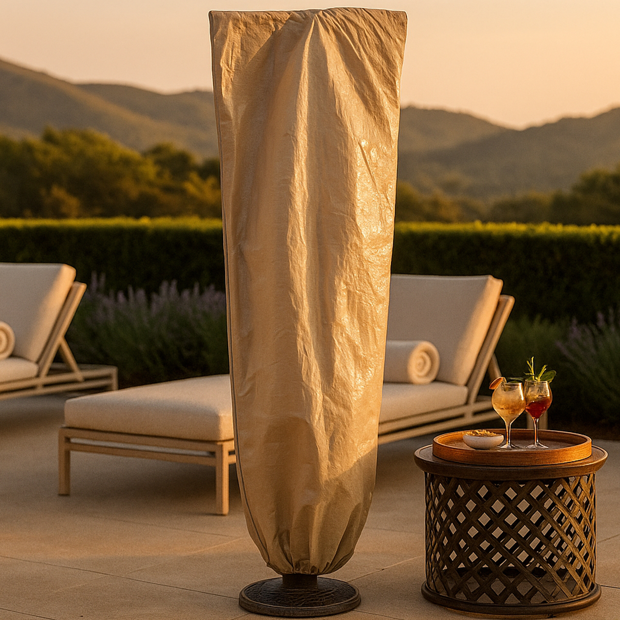 WINDERMERE Plastic Parasol Cover - Beige - Galvin and Galloway