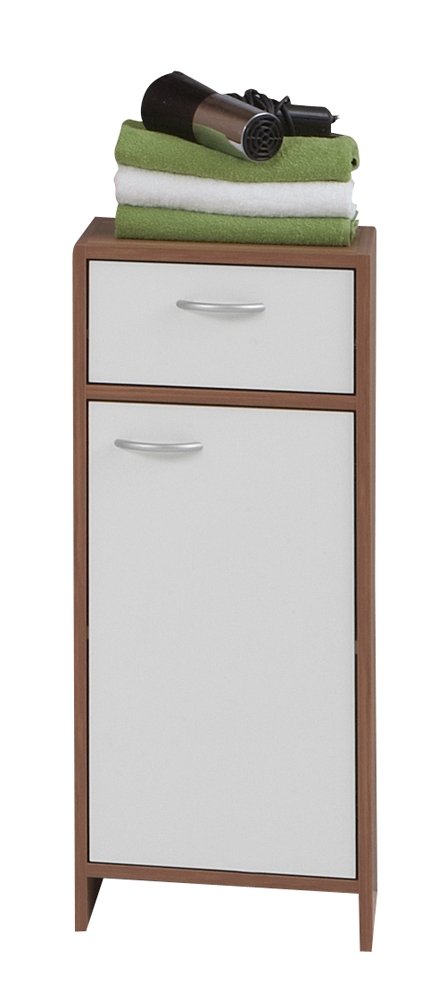 Madrid 1-Door 1-Drawer Bathroom Storage Chest - White & Plum Tree - Wimex Distribution