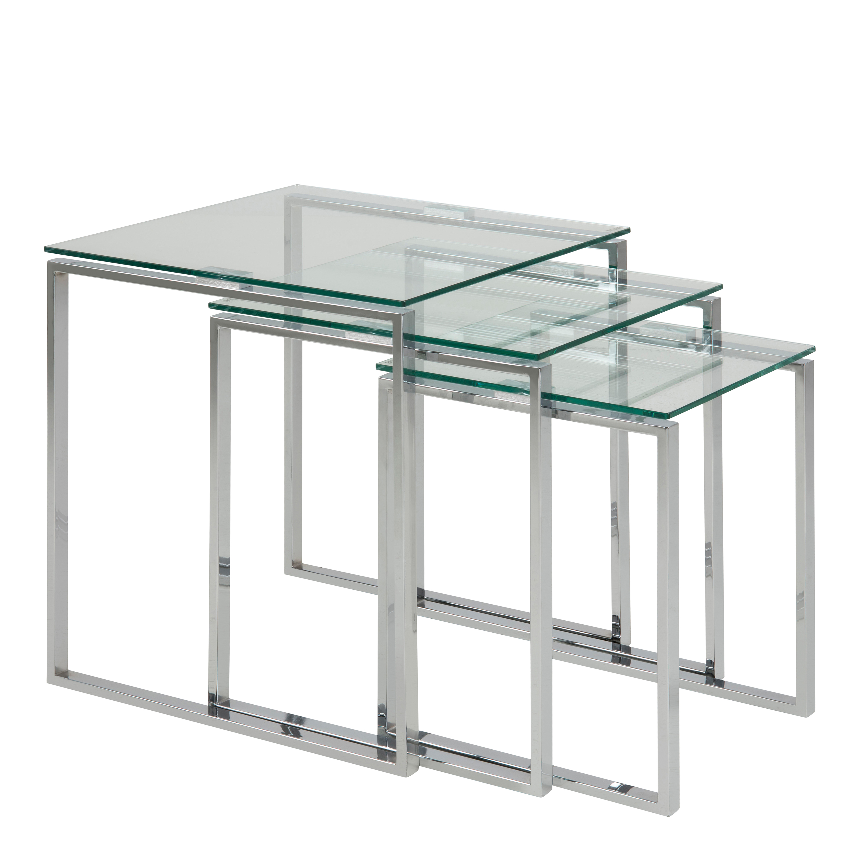 Katrine Nest of Tables with Glass Top Set of 3 - Rosalind Collection