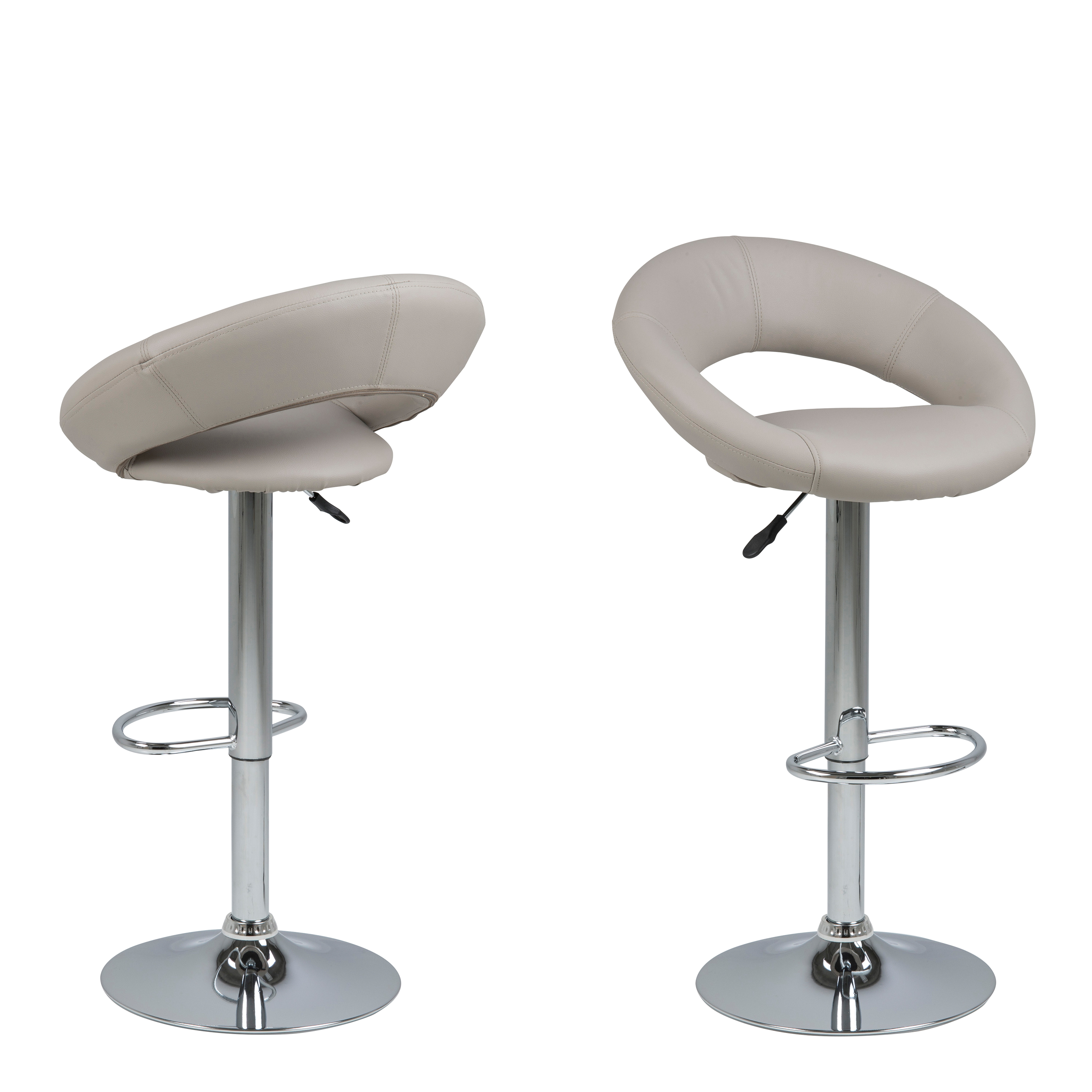 Plump Light Grey Swivel Bar Stool with Open Back - Rosalind Collection