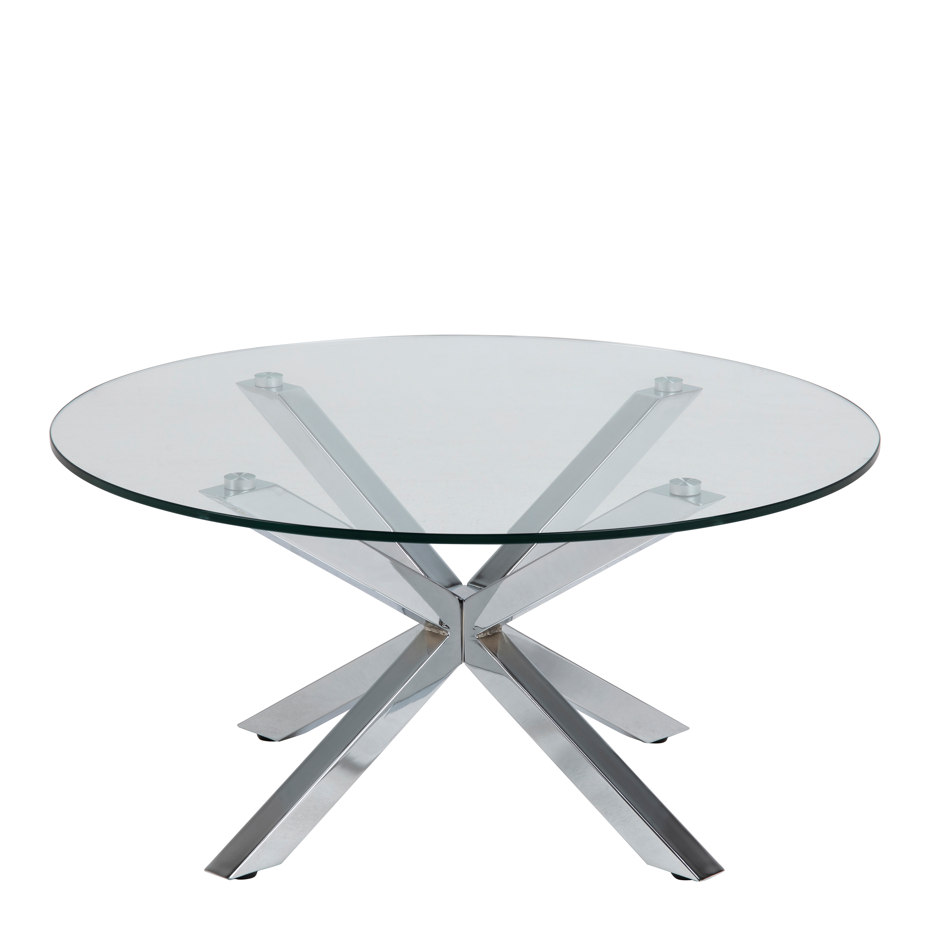 Heaven Round Coffee Table with Glass Top and Chrome Legs - Rosalind Collection