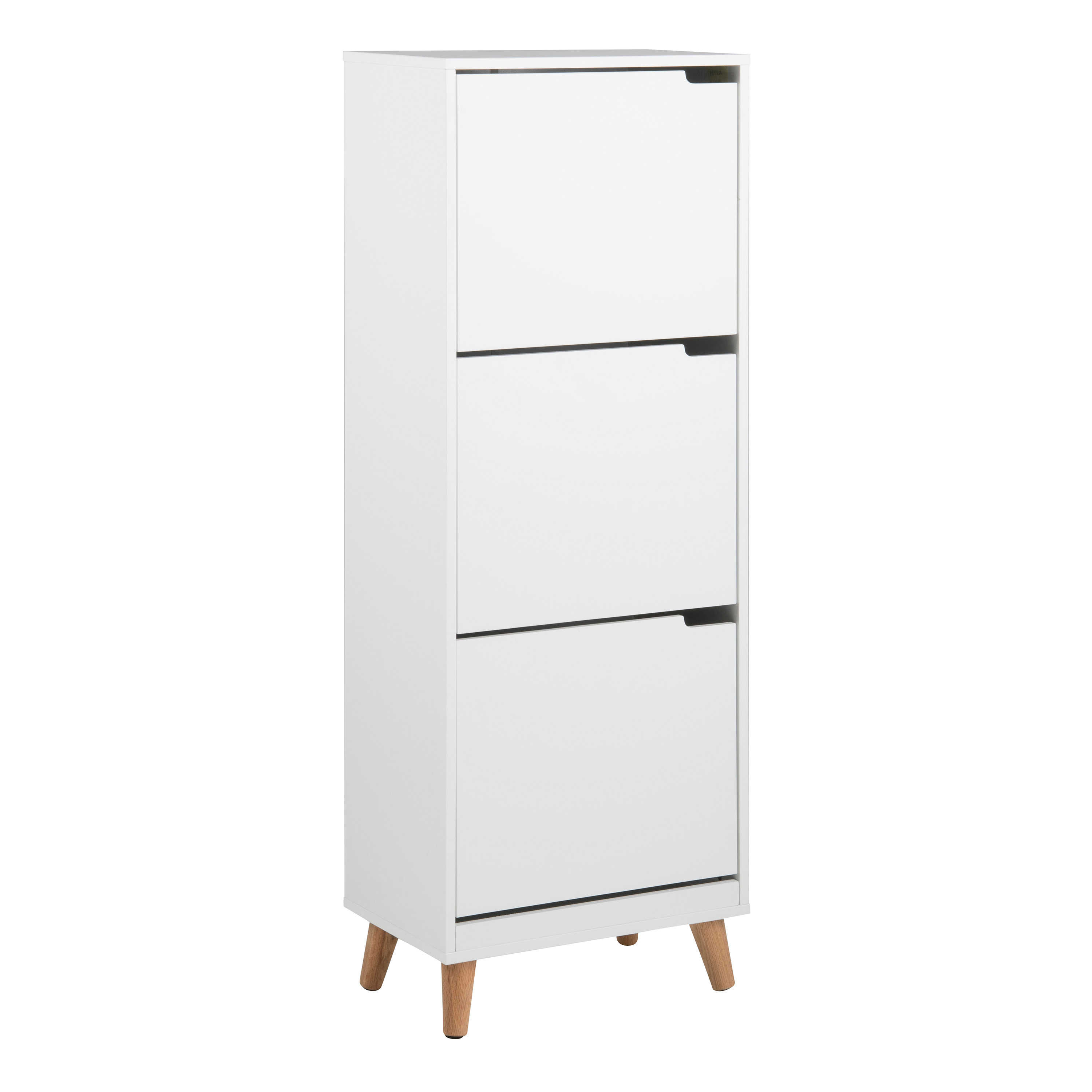 Mitra Shoe Cabinet 3 Flip Down Doors in White - Rosalind Collection