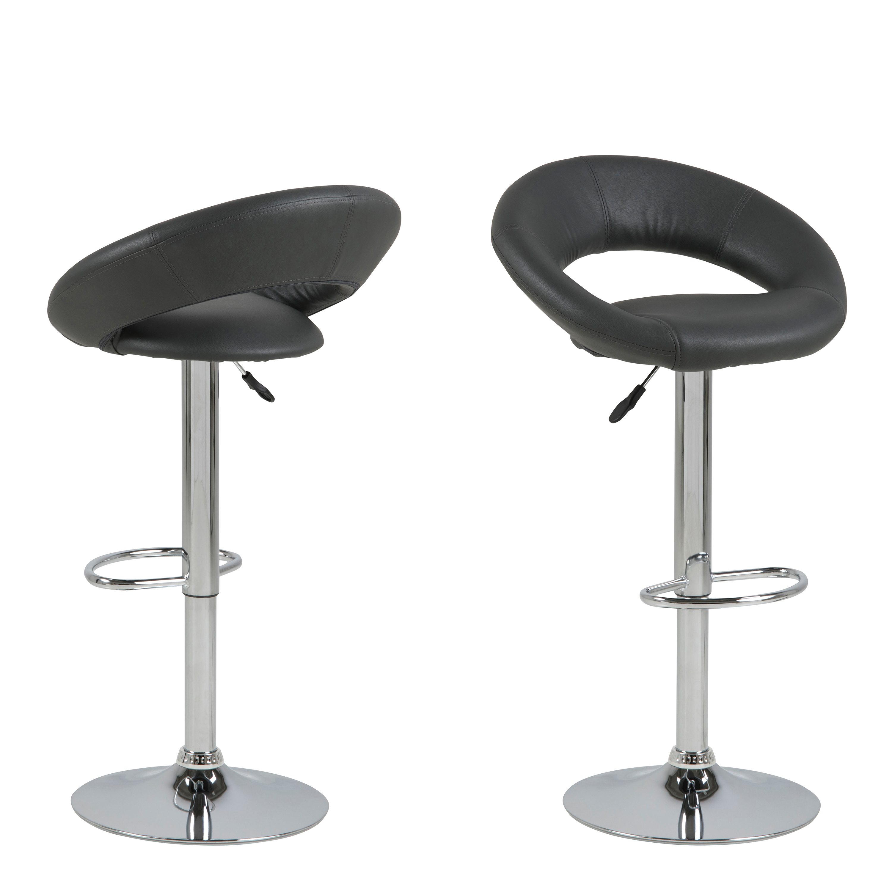 Plump Black Swivel Bar Stool with Open Back - Rosalind Collection