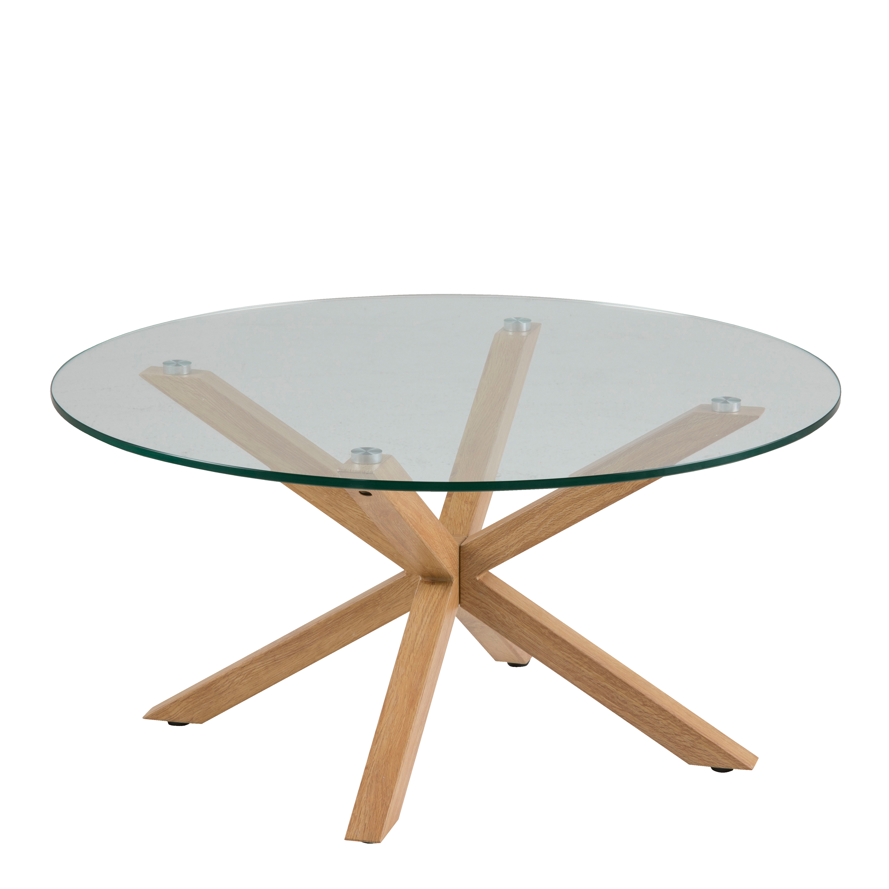 Heaven Round Coffee Table with Smoked Glass Top and Oak Legs - Rosalind Collection