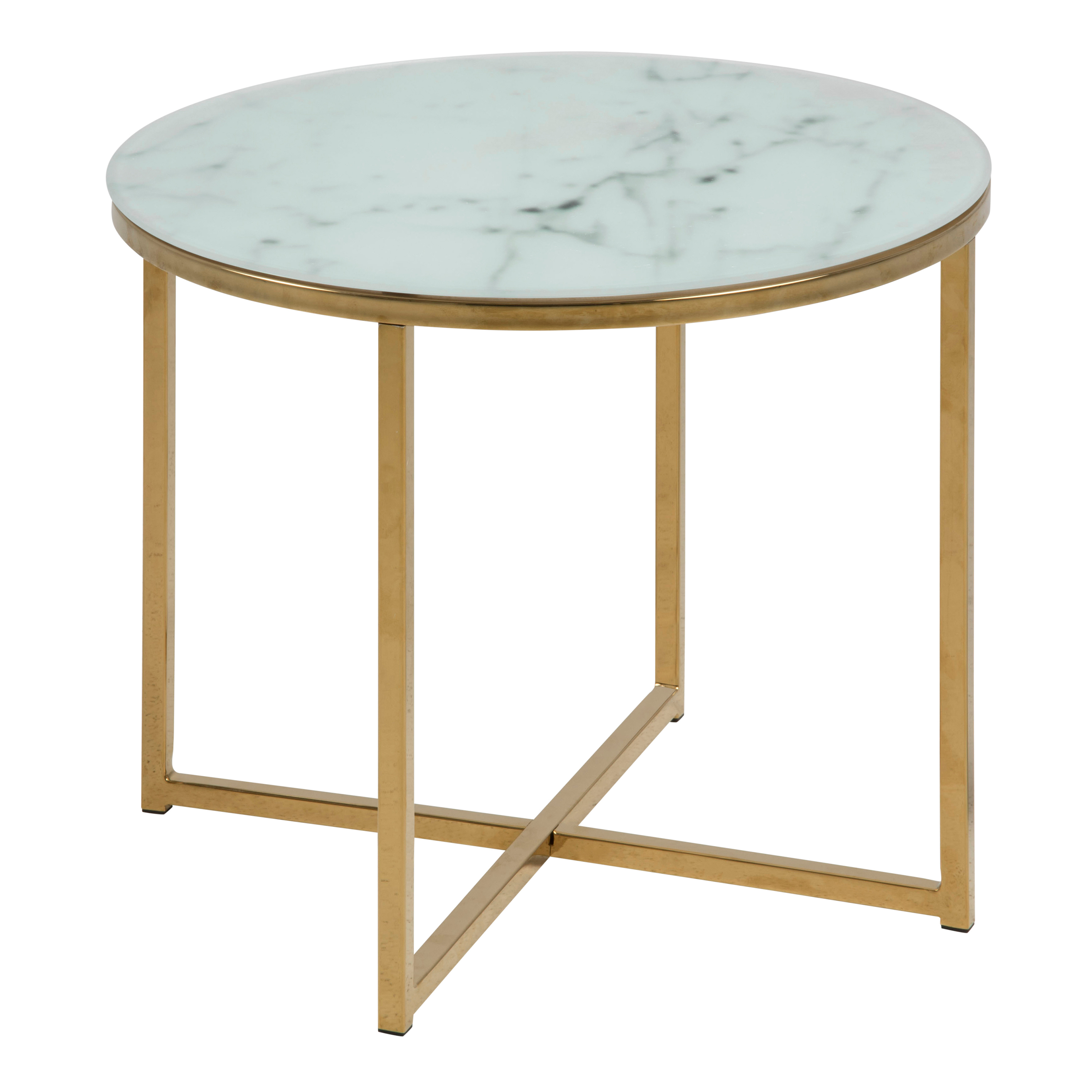 Alisma Round Side Table with White Marble Effect Top - Rosalind Collection
