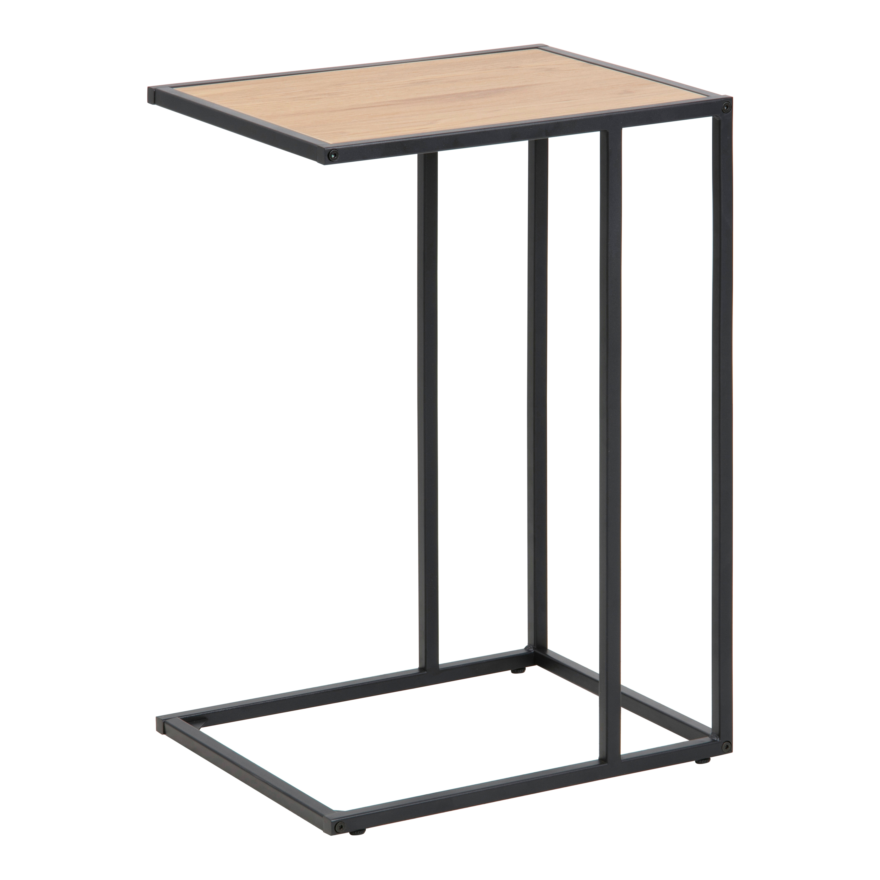 Seaford Black Metal Side Table with Oak Top - Rosalind Collection