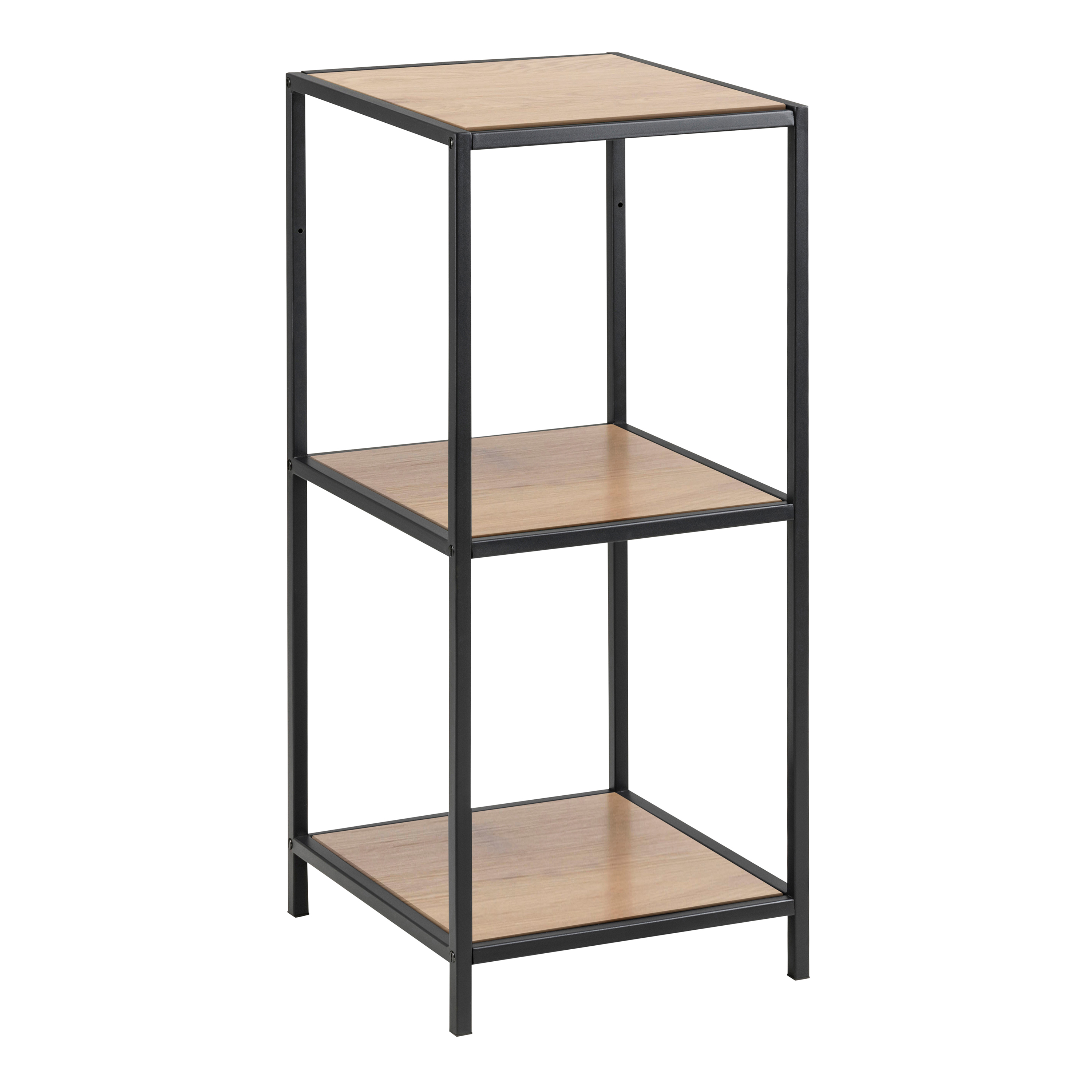 Seaford Narrow Black Metal Bookcase with 2 Oak Shelves - Rosalind Collection