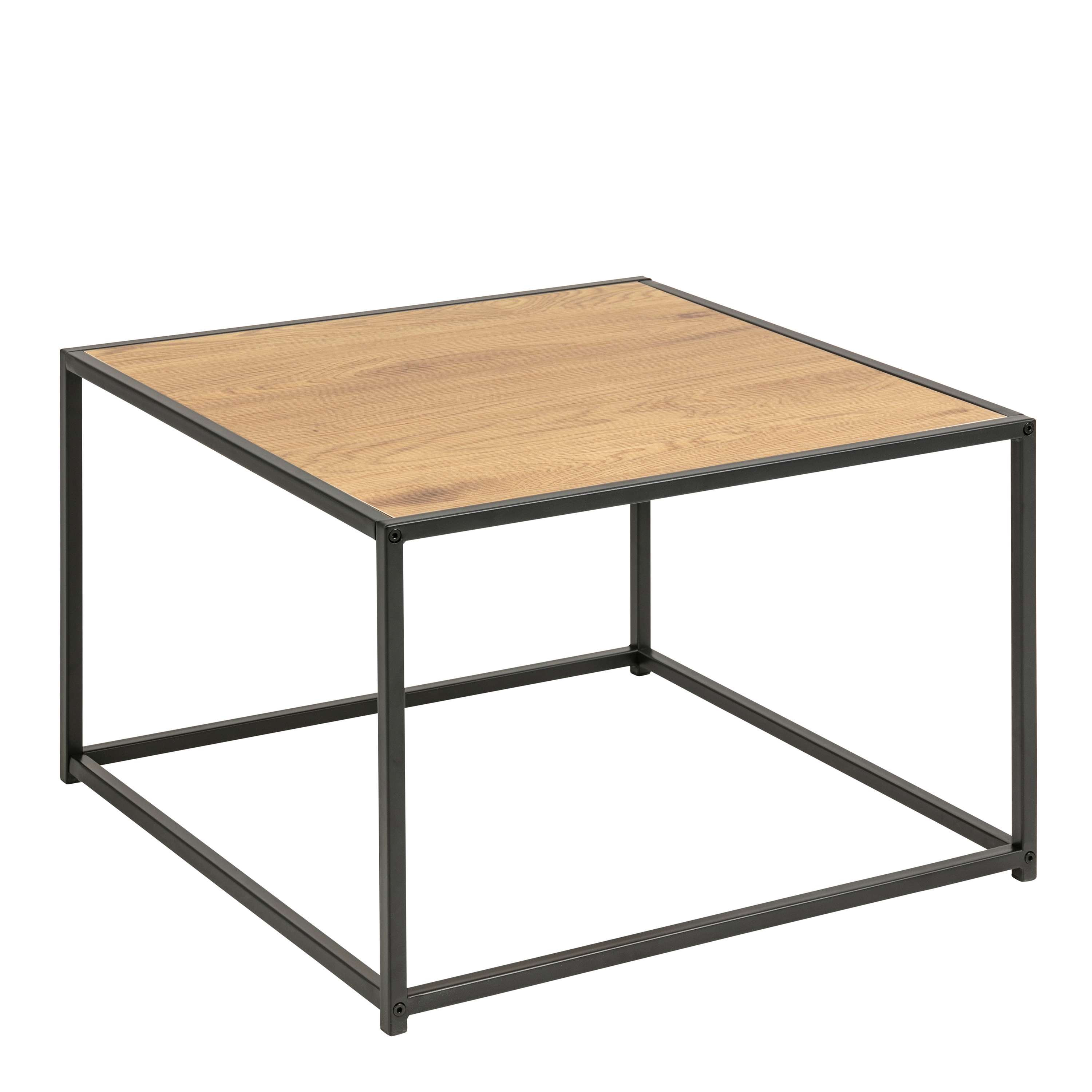 Seaford Black Metal Coffee Table with Oak Top - Rosalind Collection