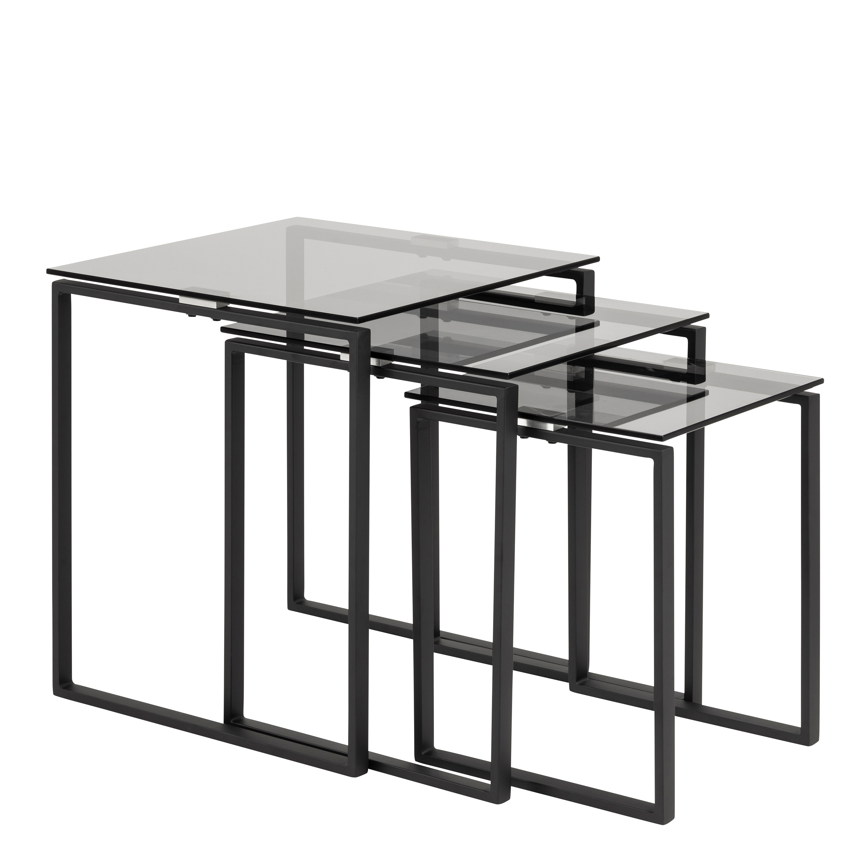 Katrine Nest of Tables with Smoked Glass Top Set of 3 - Rosalind Collection