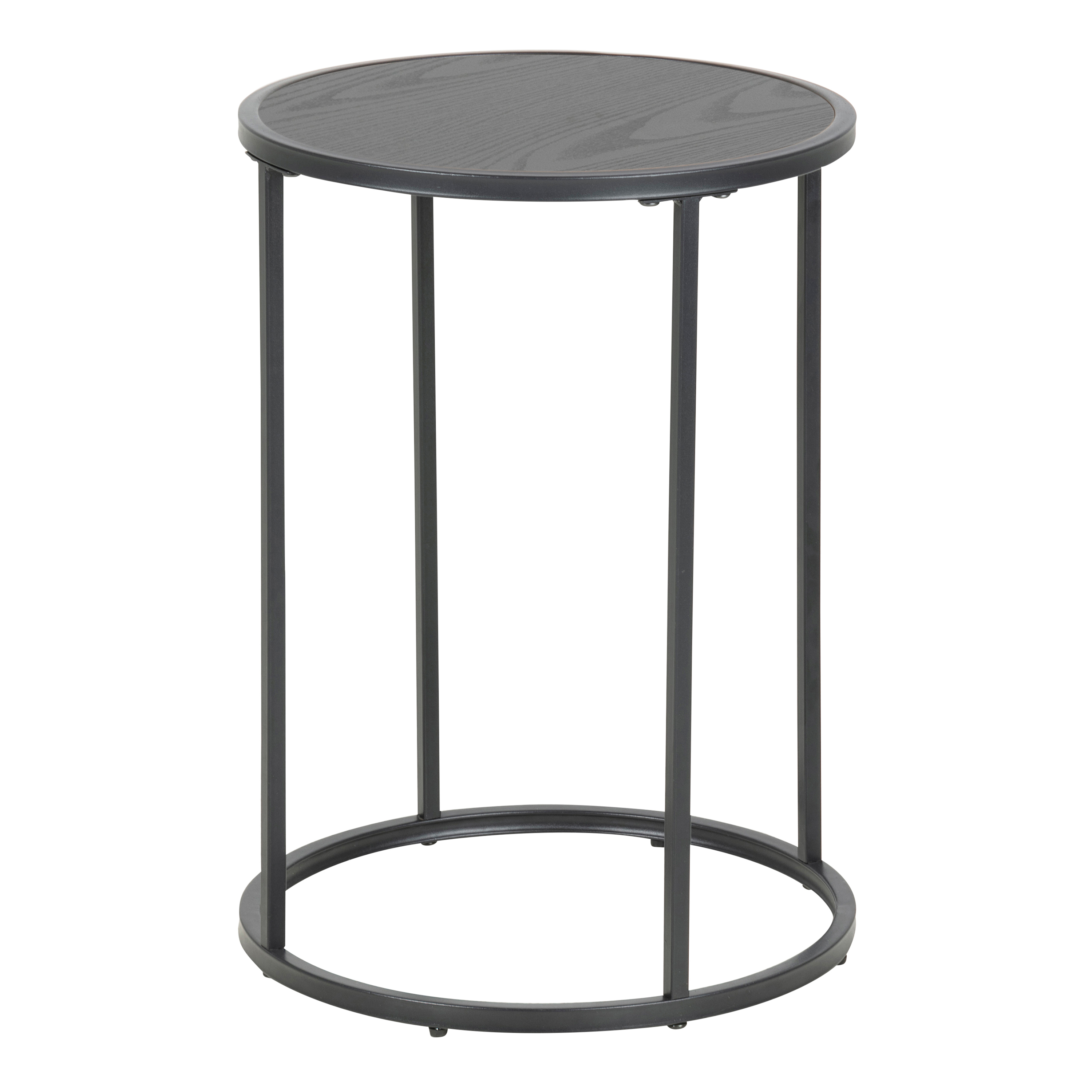 Seaford Black Metal Small Round Side Table with Black Top - Rosalind Collection