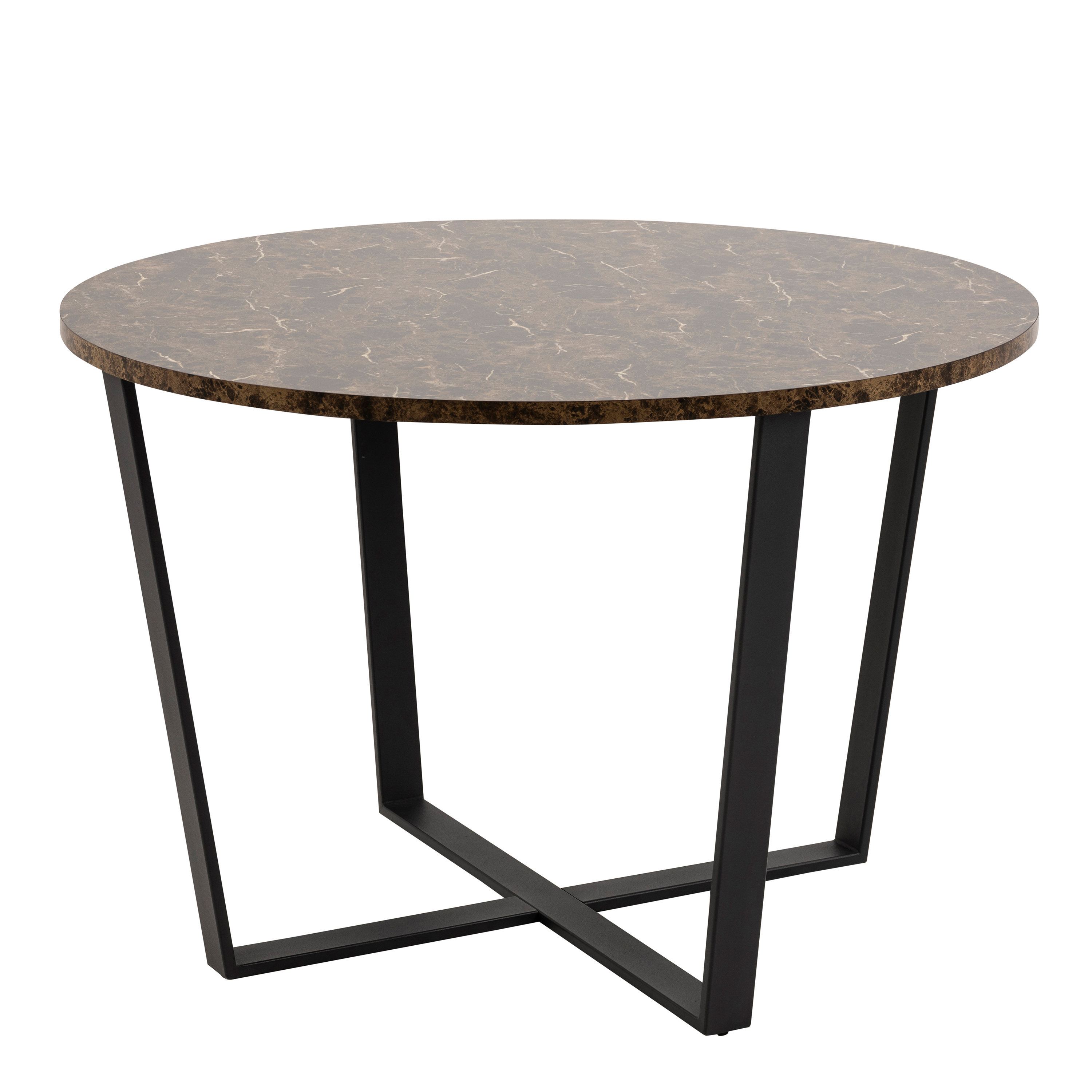 Amble Round Dining Table with Brown Marble Effect Top - Rosalind Collection