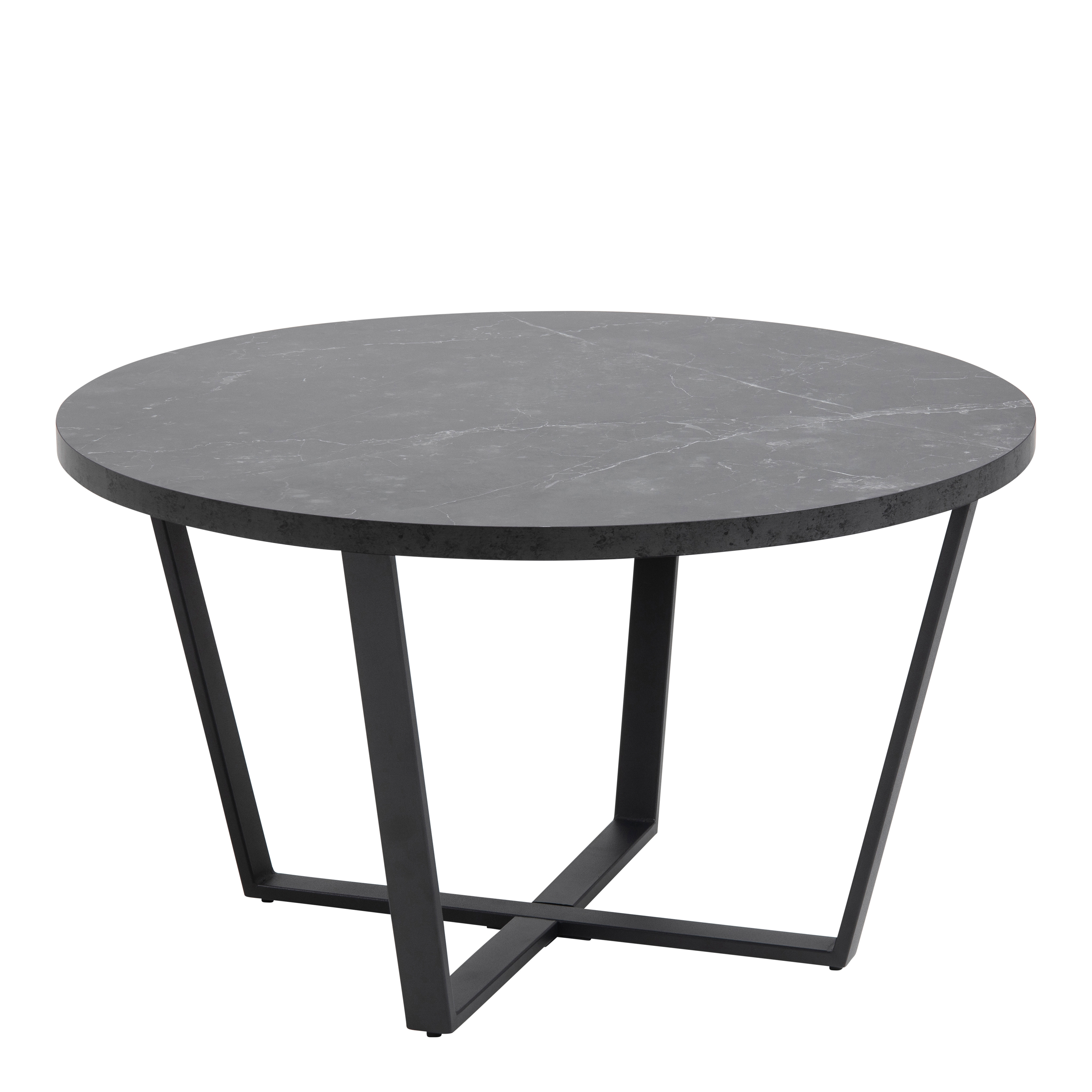 Amble Round Coffee Table with Black Marble Effect Top - Rosalind Collection