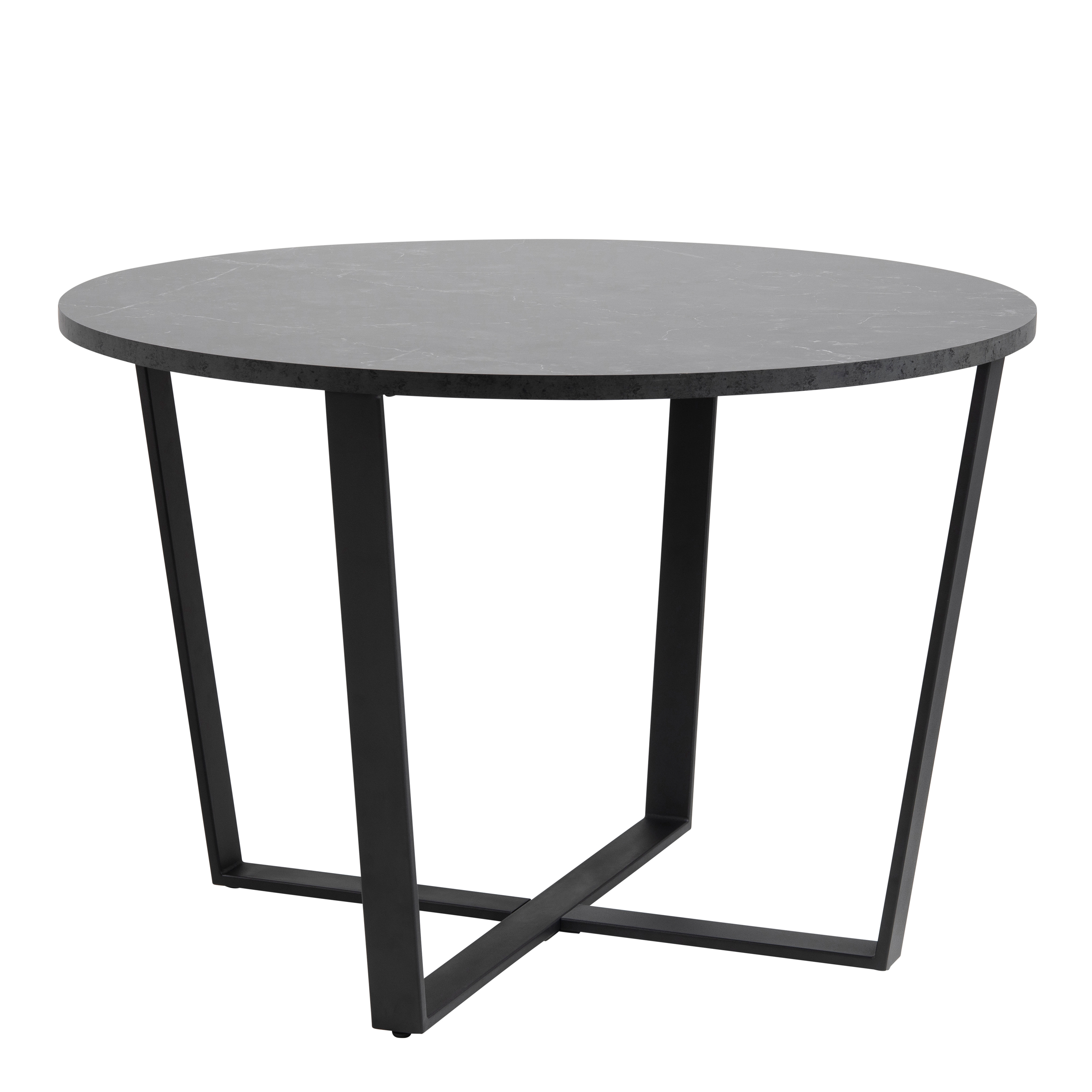 Amble Round Dining Table with Black Marble Effect Top - Rosalind Collection