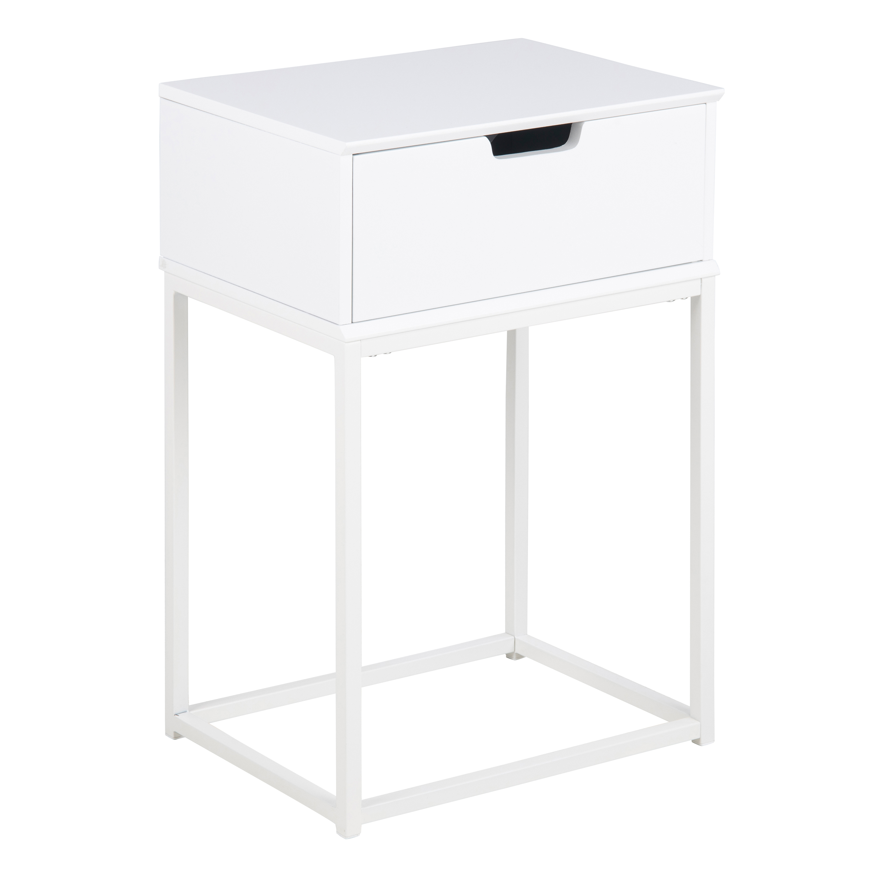 Mitra 1 Drawer Bedside Table in White - Rosalind Collection