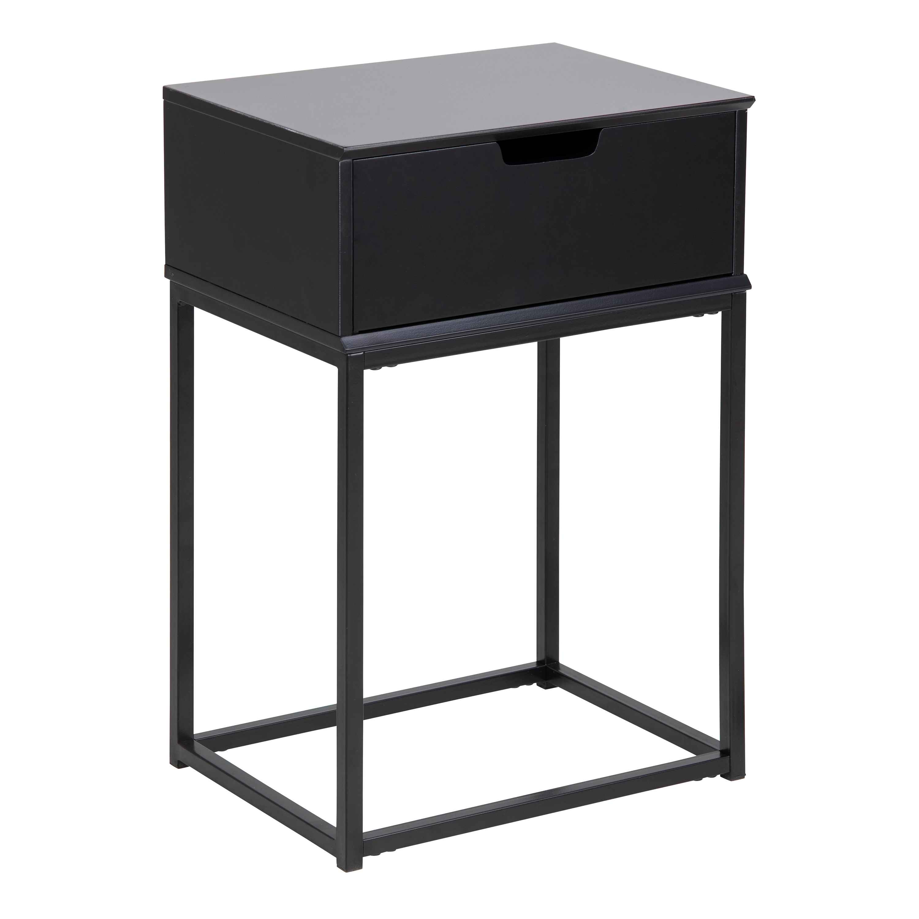 Mitra 1 Drawer Bedside Table in Black - Rosalind Collection