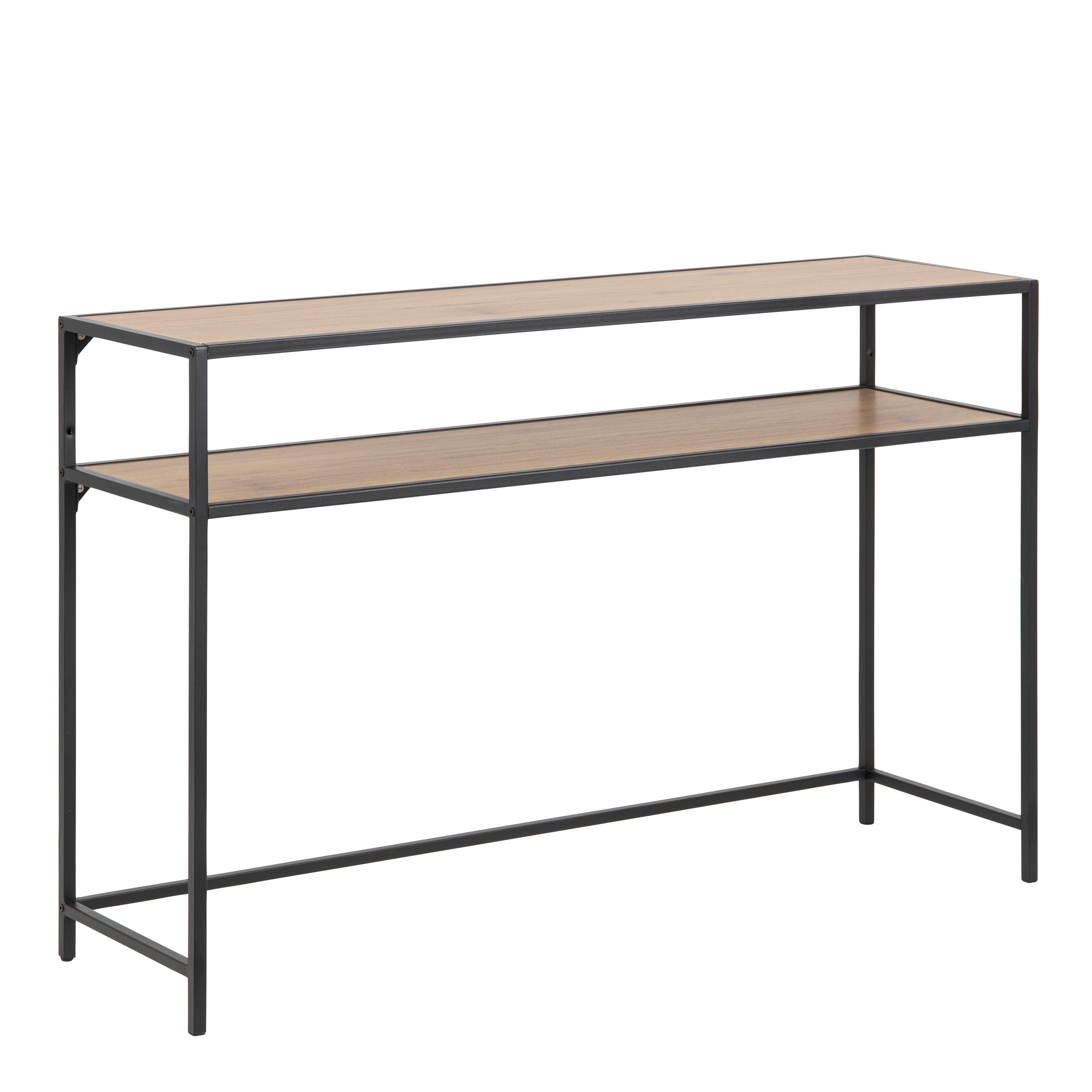 Seaford Black Metal Console Table With Oak Top - Rosalind Collection