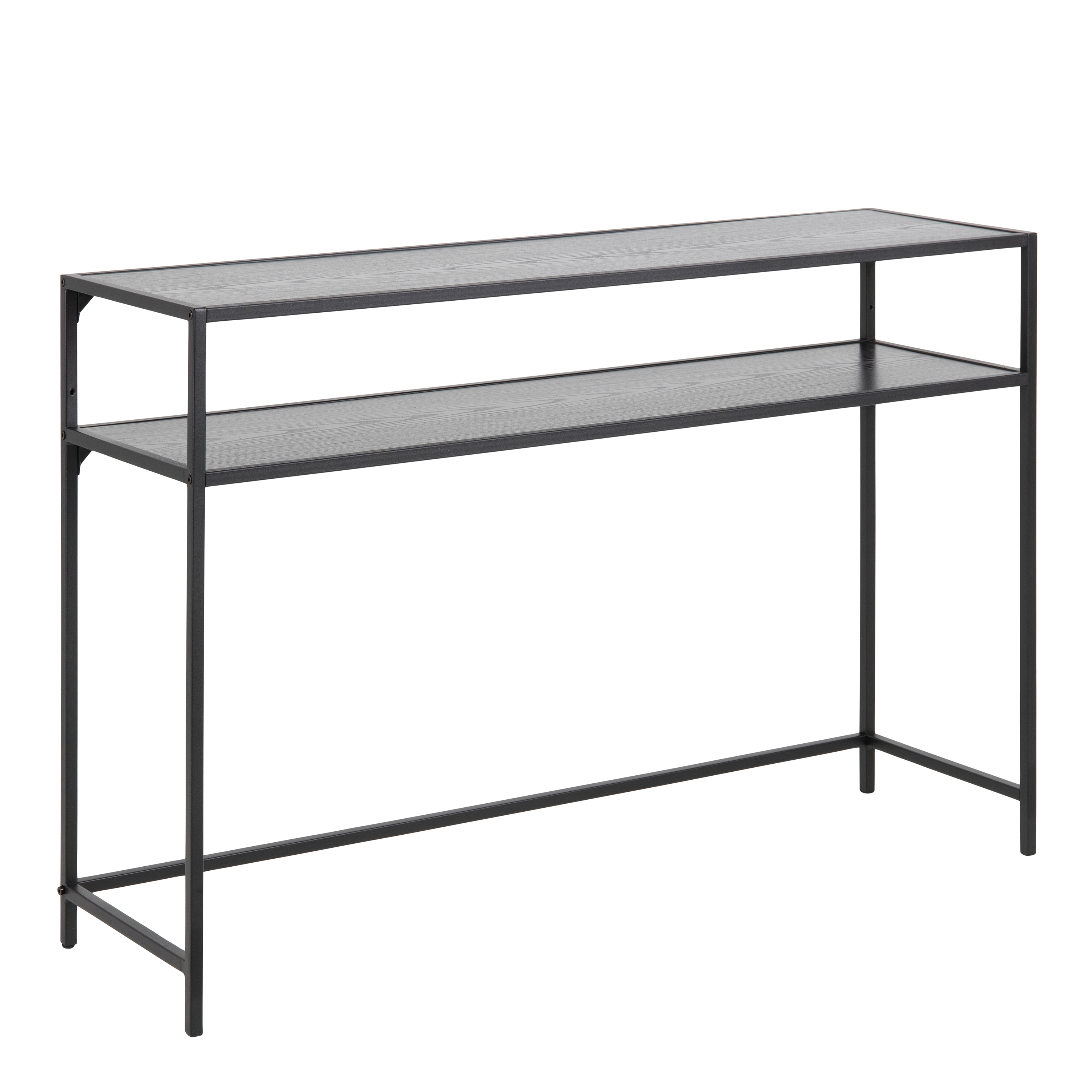 Seaford Black Metal Console Table With Black Top - Rosalind Collection