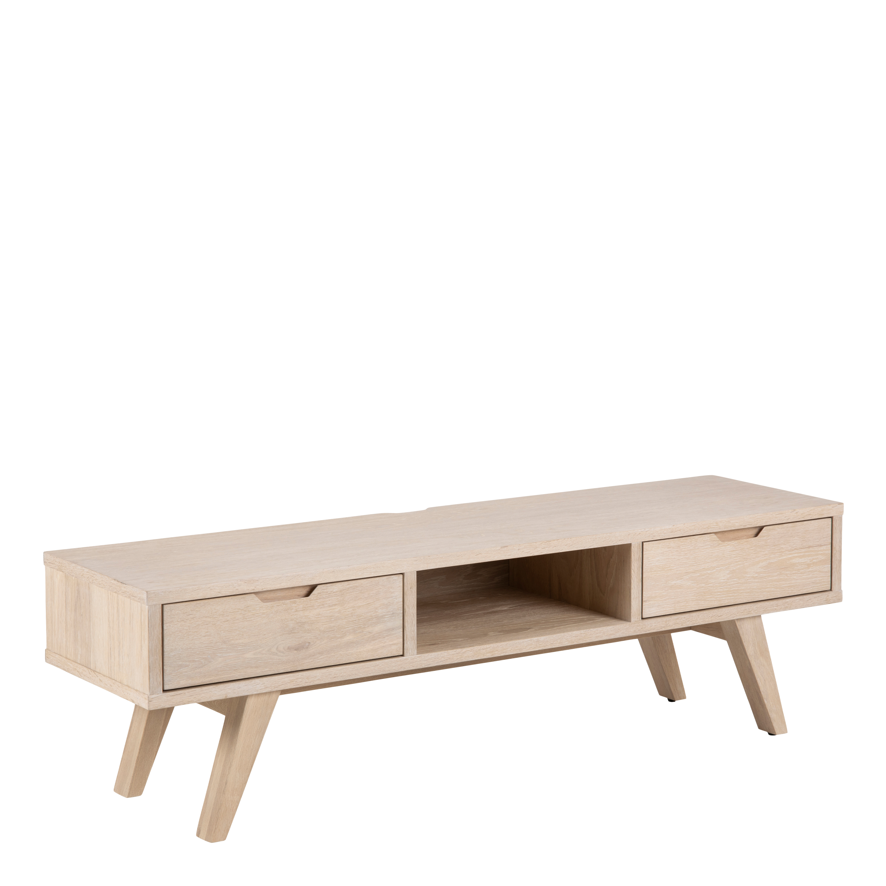 TV Stand - ALINE 2 Drawer Media Unit White Oak 150cm - Rosalind Collection