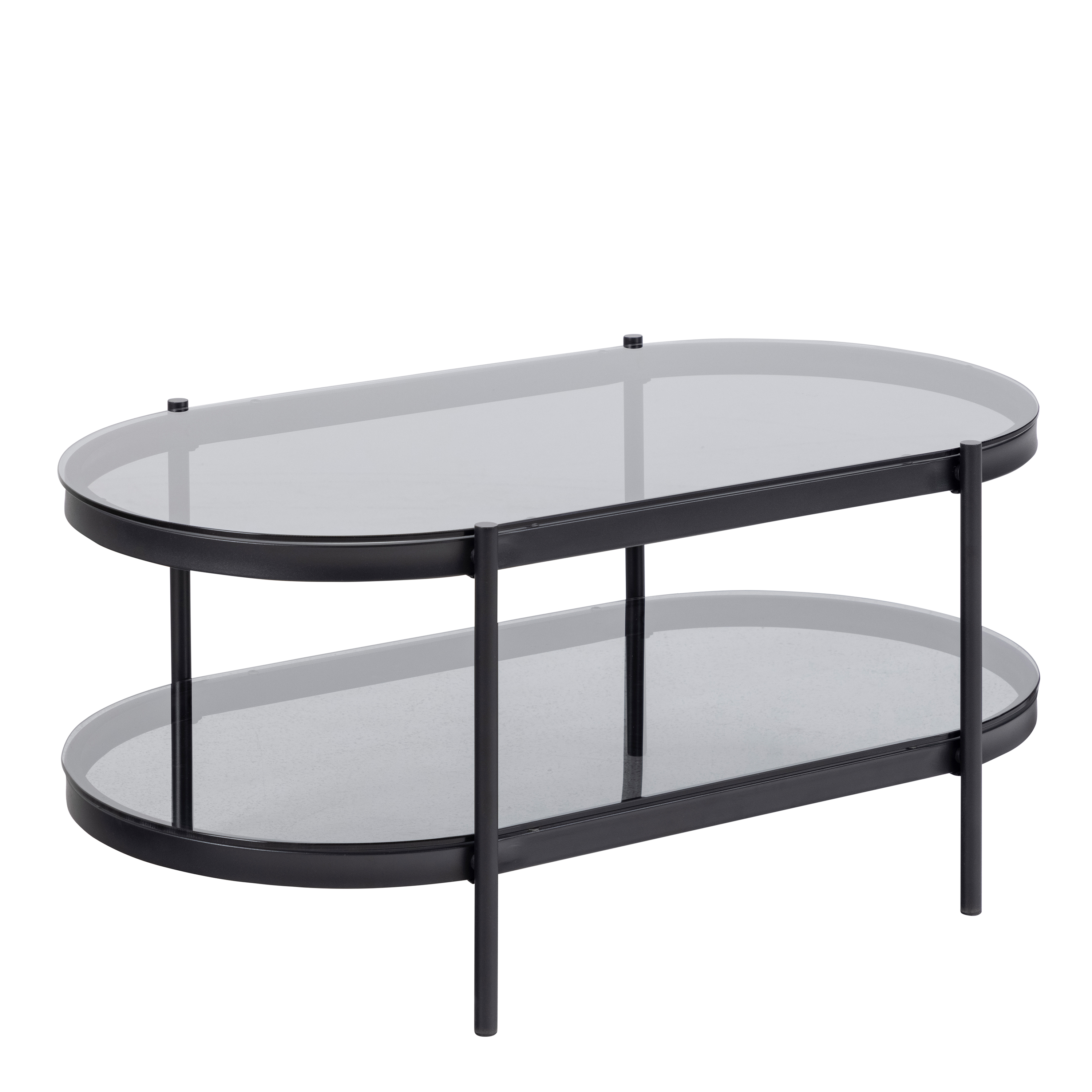 Bayonne Oval Coffee Table with Smoked Glass Top - Rosalind Collection