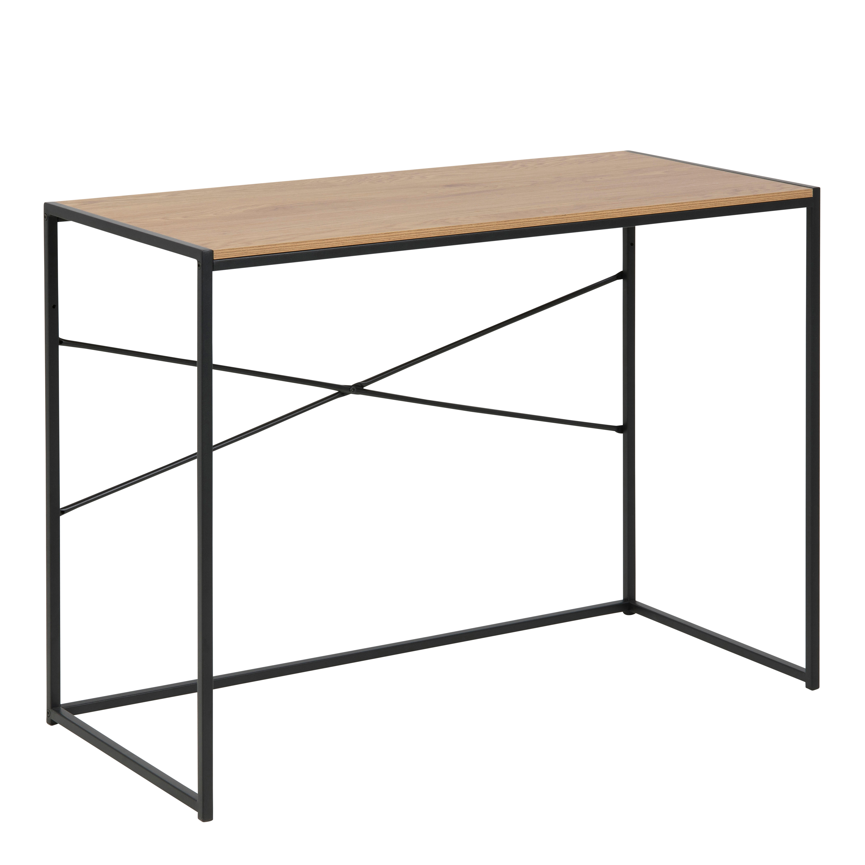 Seaford Office Desk in Black & Oak - Rosalind Collection