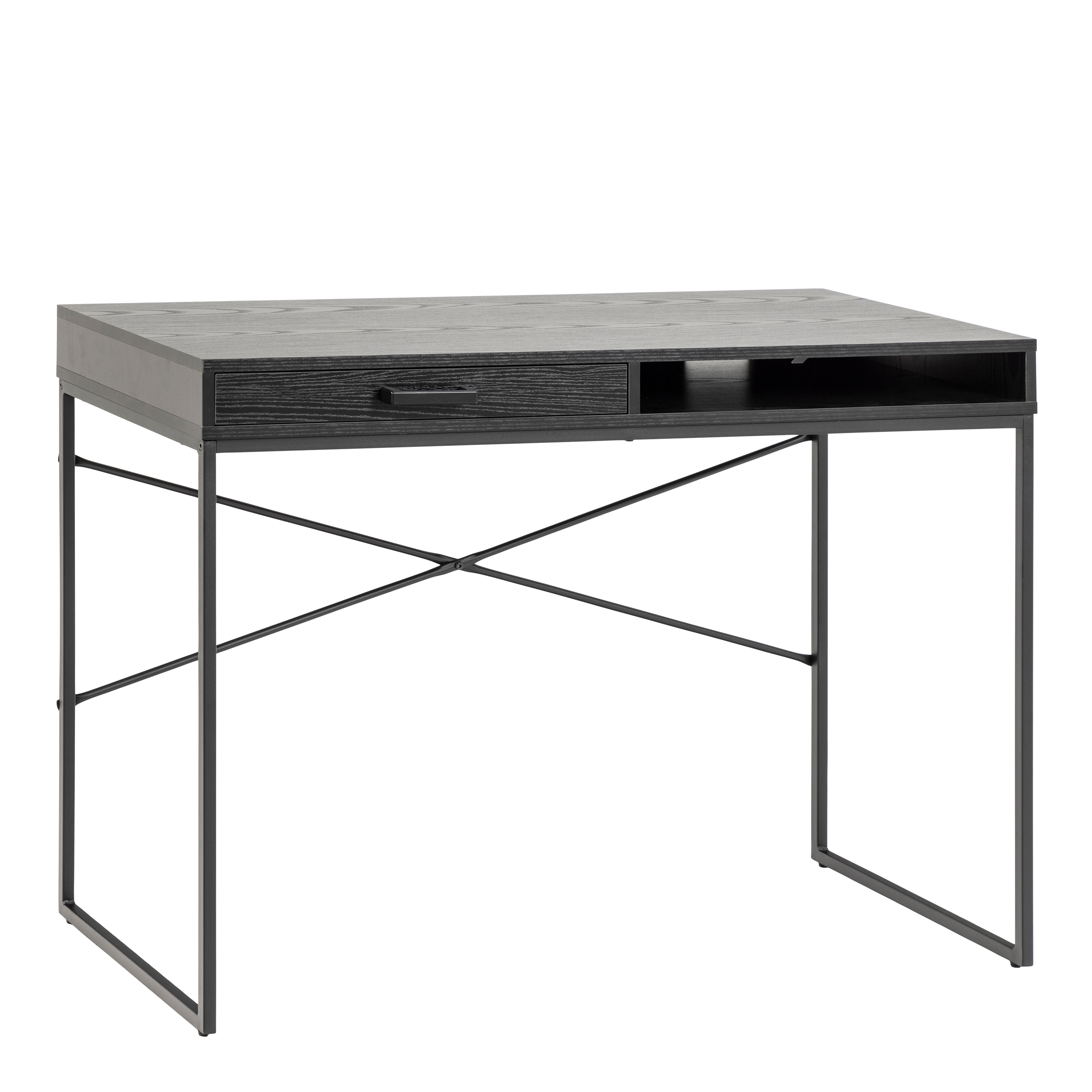 Seaford 1 Drawer Office Desk in Ash Black - Rosalind Collection