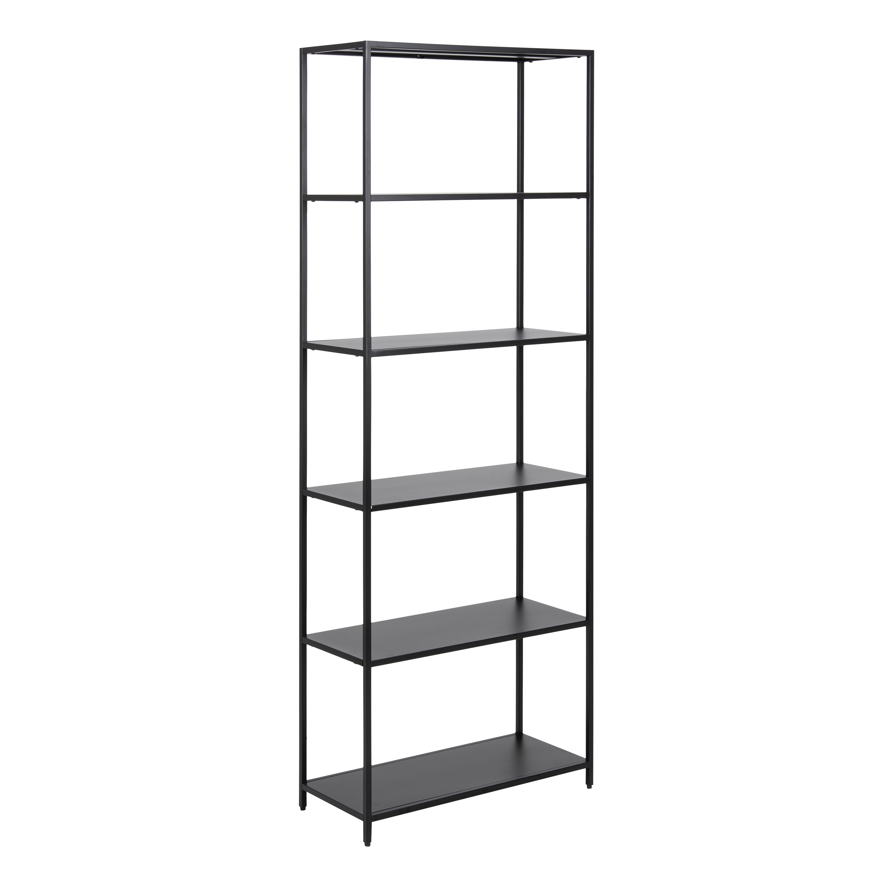 Newcastle Tall Bookcase with 5 Shelves in Matt Black - Rosalind Collection