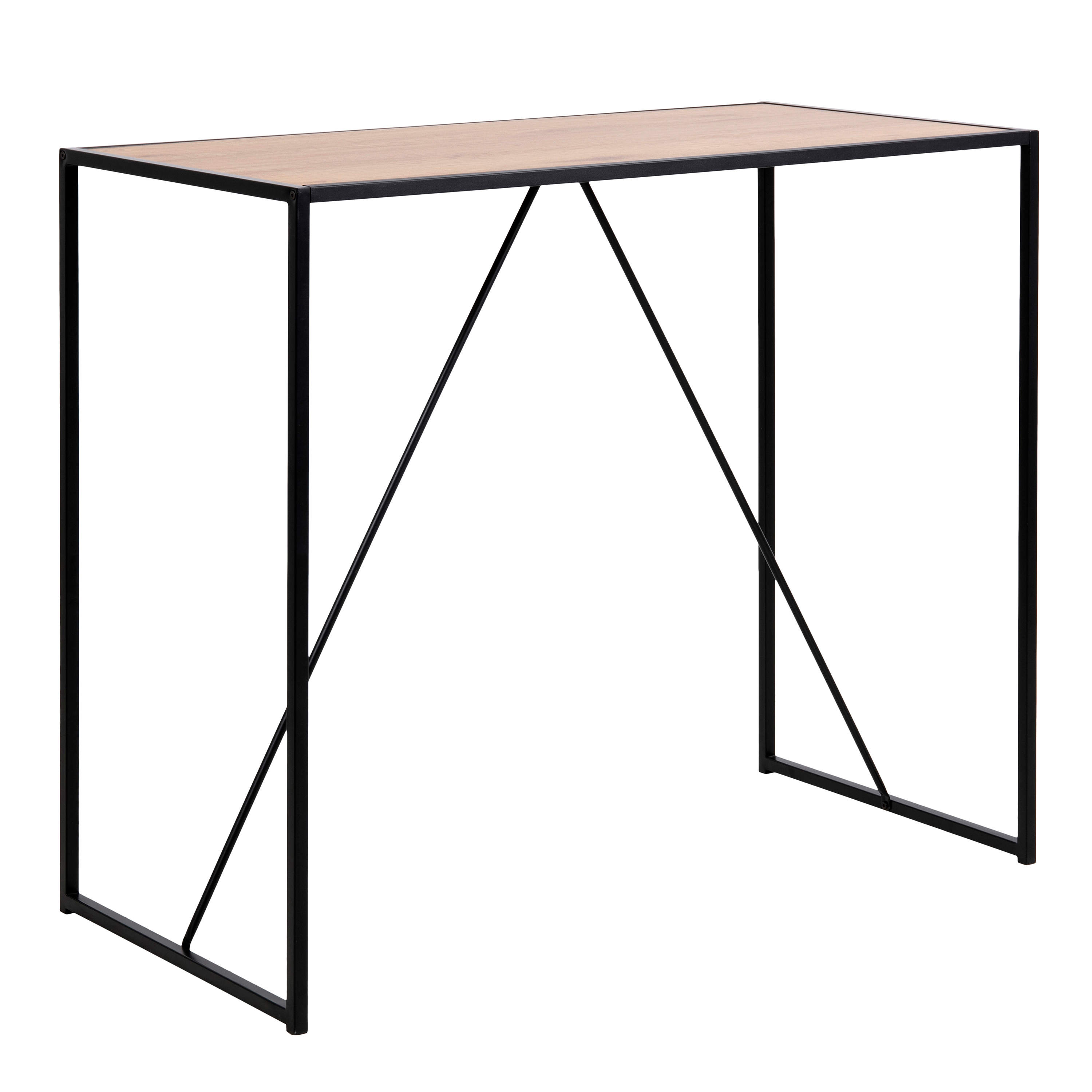 Seaford Black Metal Bar Table with Oak Top - Rosalind Collection