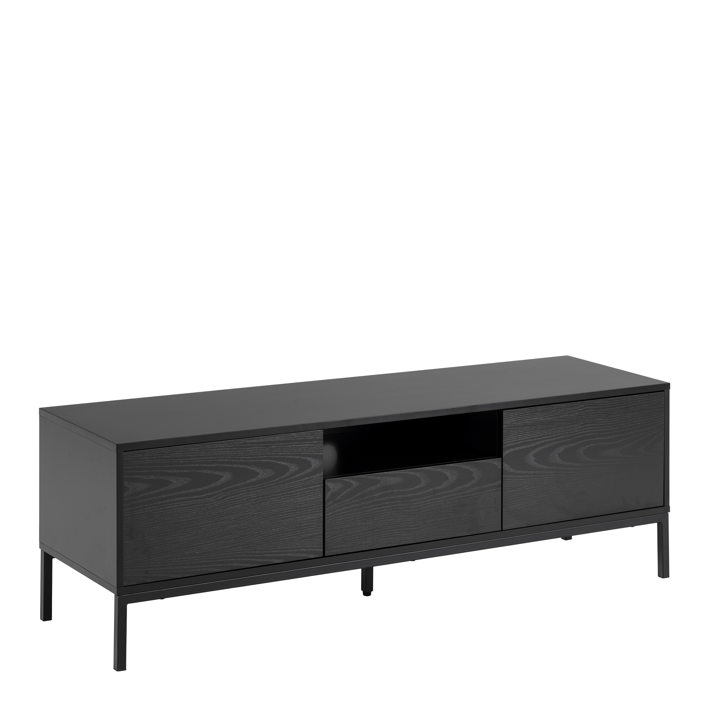 Seaford 2 Door 1 Drawer TV Unit in Ash Black - Rosalind Collection