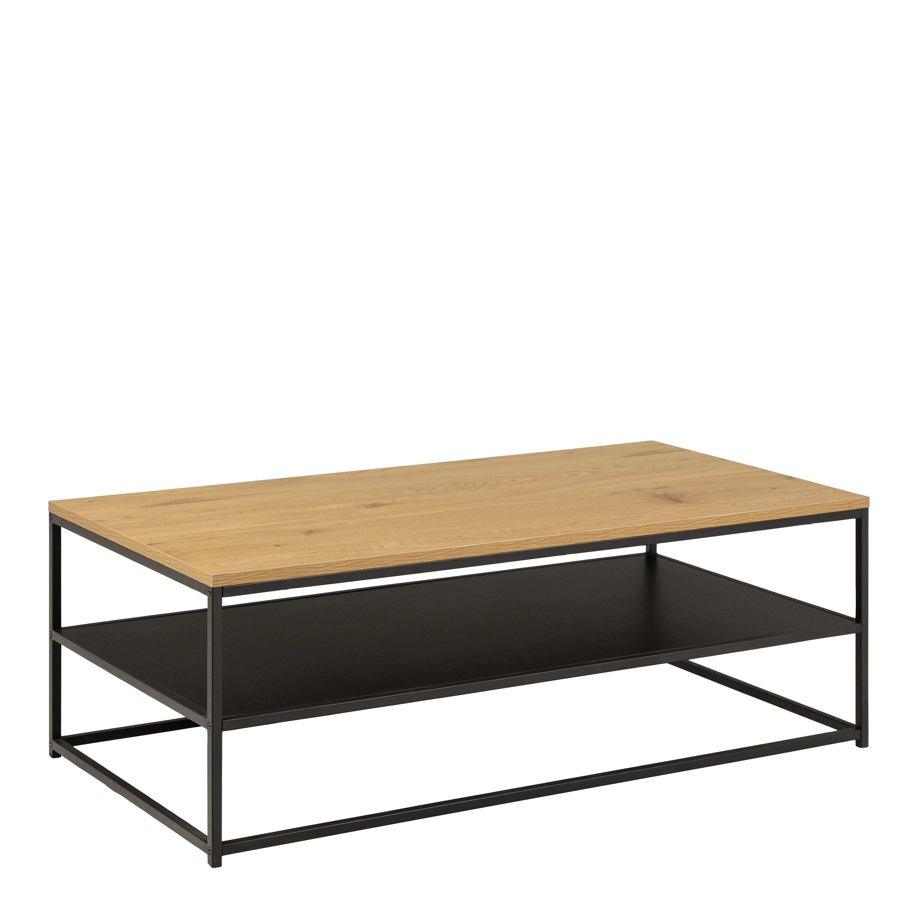 Gila Coffee Table with Open Shelf in Oak & Black - Rosalind Collection