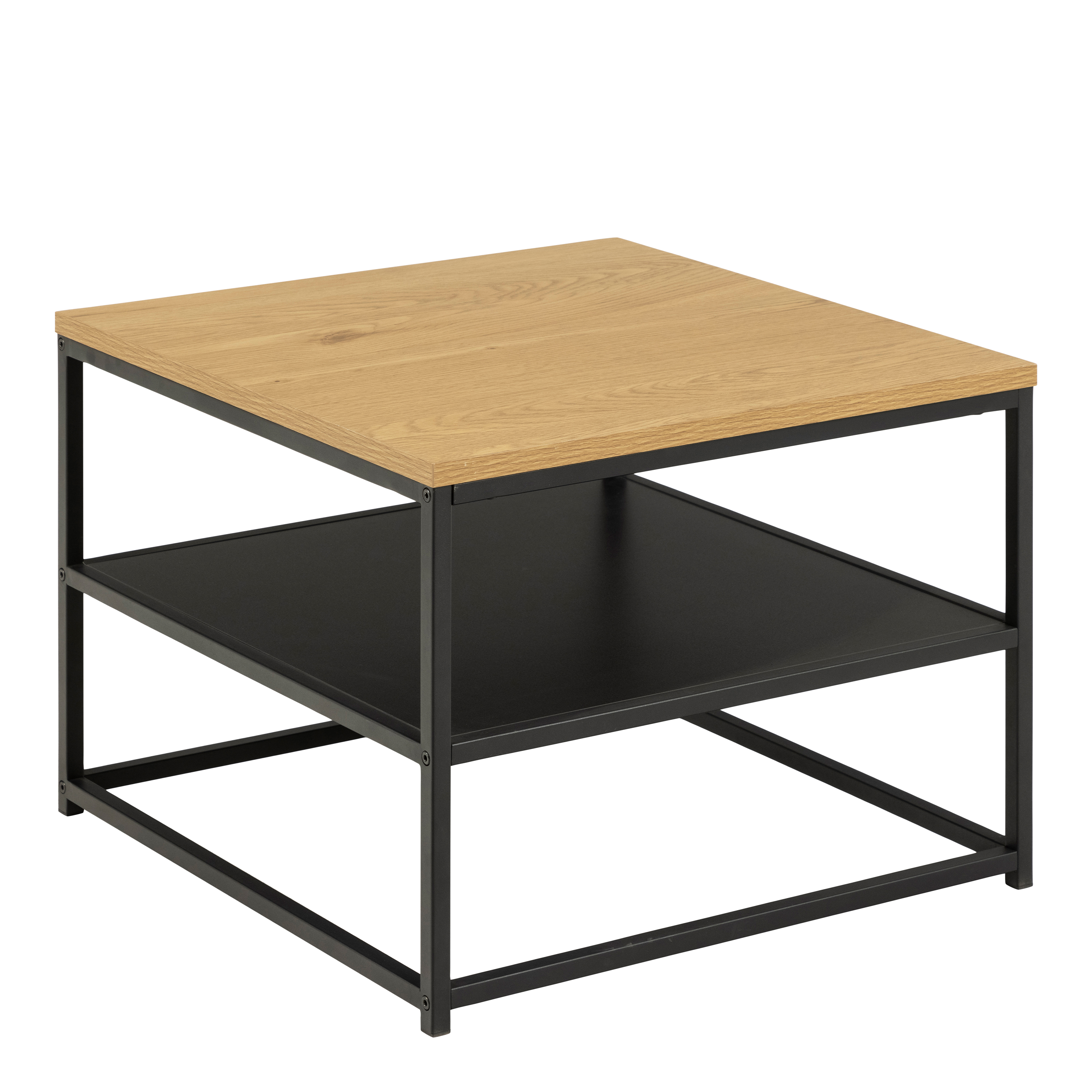 Gila Square Coffee Table with Open Shelf in Oak & Black - Rosalind Collection