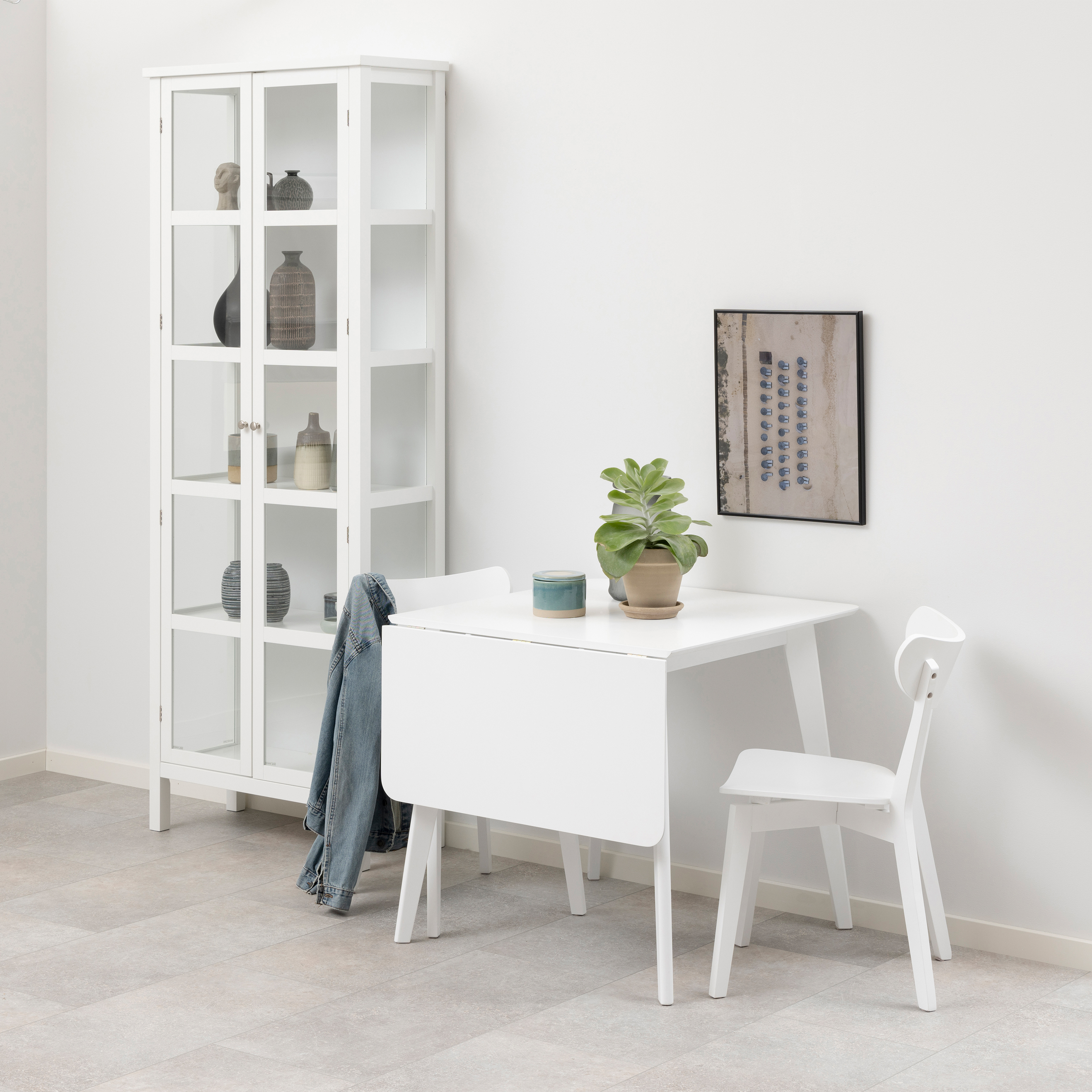 ROXEN Square Dining Table in White Included 2 Dining Chair in White - Rosalind Collection
