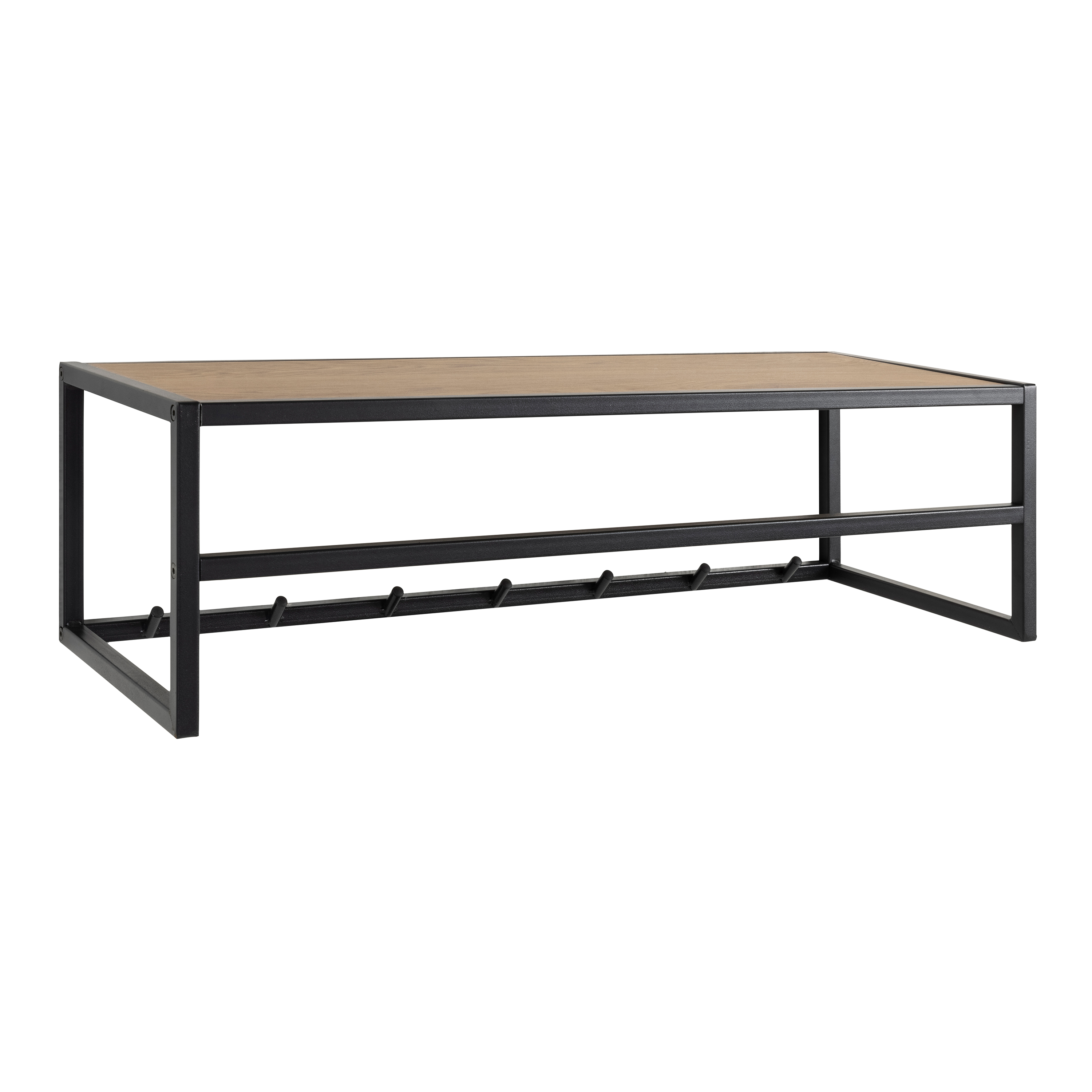 Seaford Black Metal Coat Rack with Oak Top - Rosalind Collection