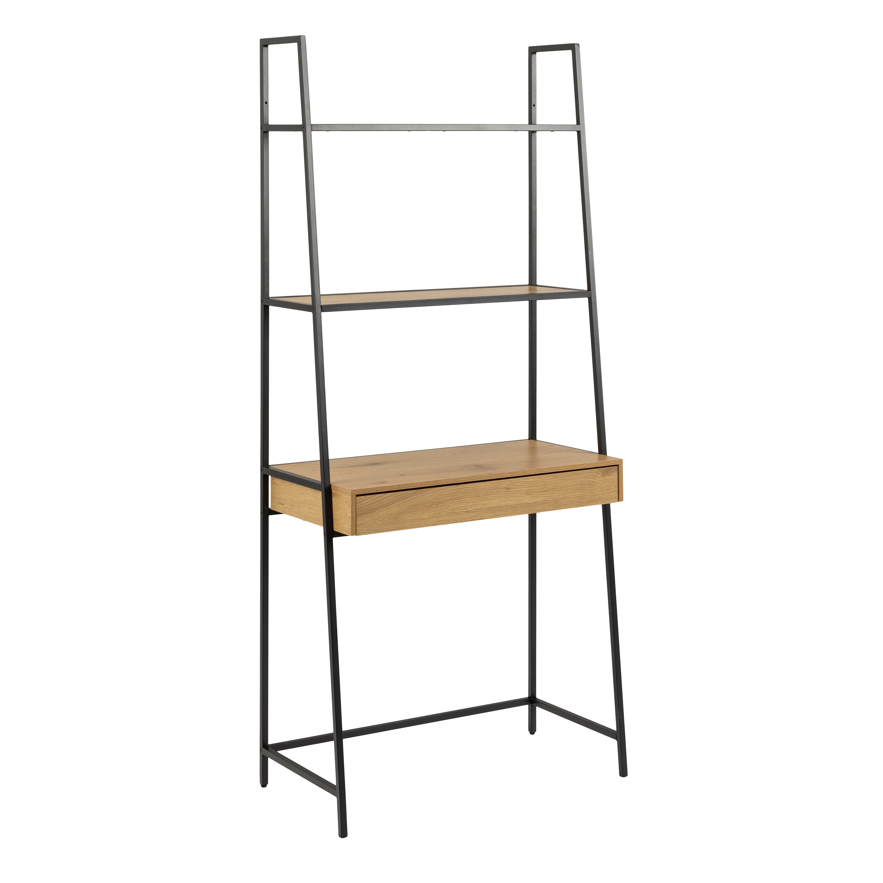 Seaford Bookcase with 1 Drawer in Black and Oak - Rosalind Collection