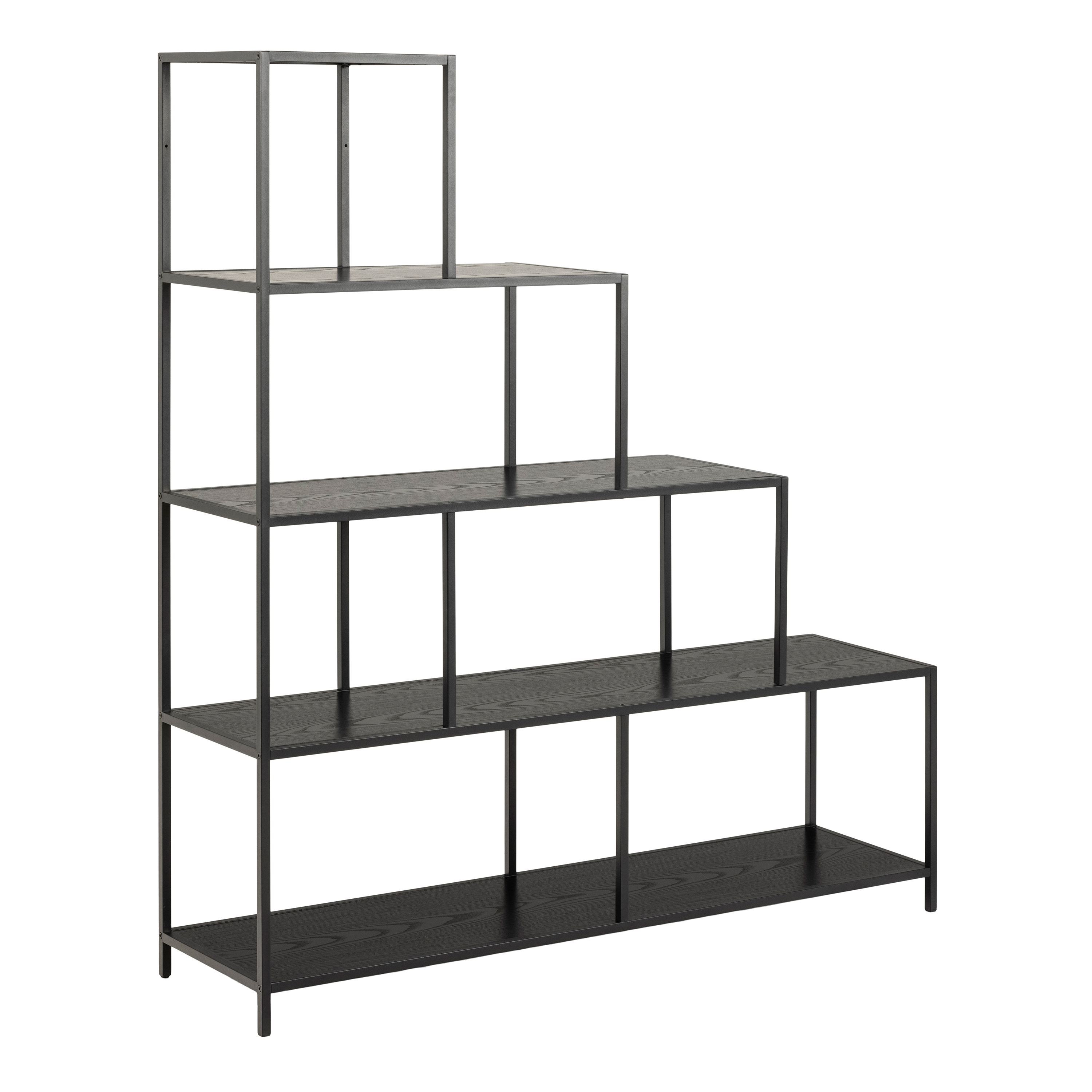 Seaford Bookcase with 4 Shelves and 1 Drawer in Black - Rosalind Collection