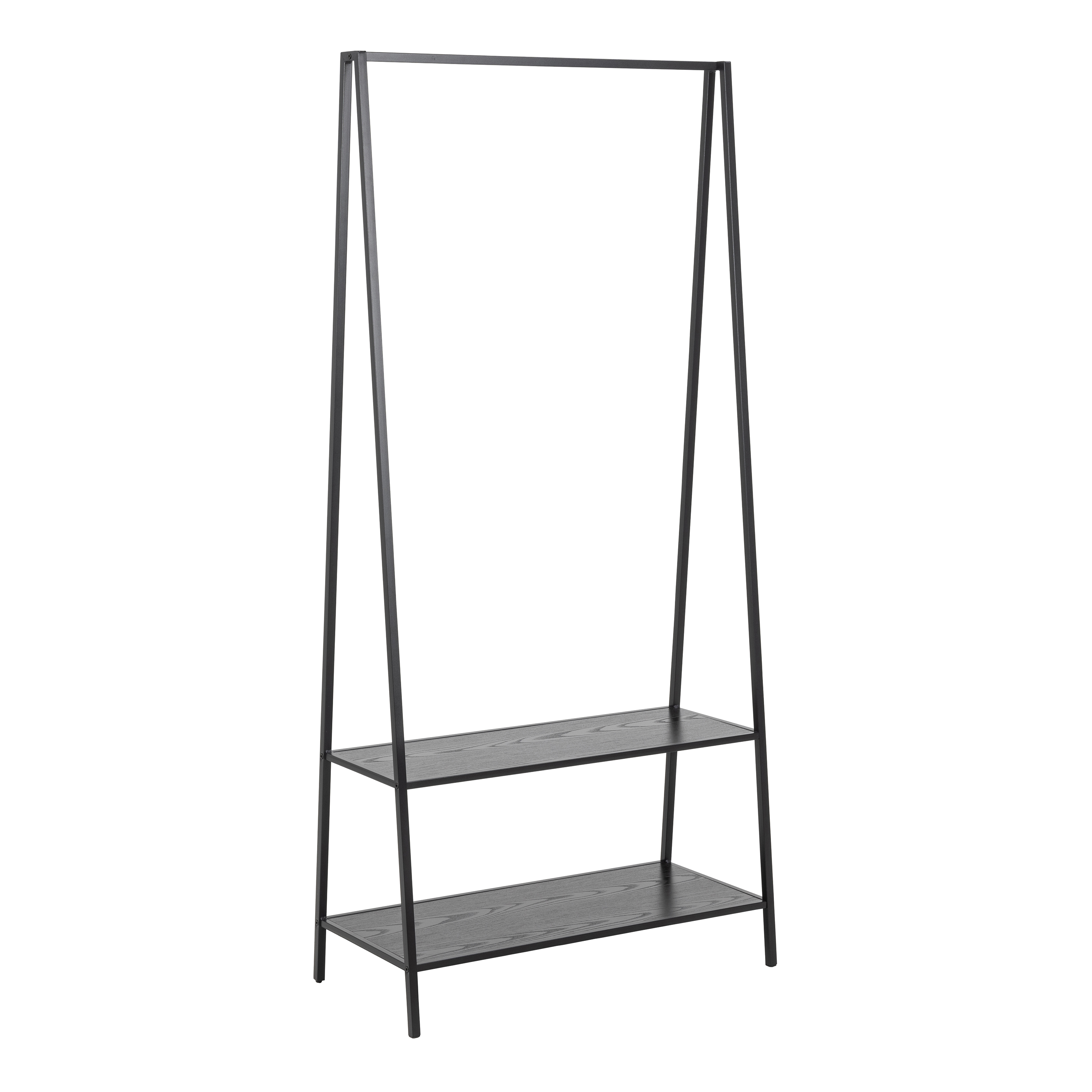 Seaford Clothes Rack with 2 shelves in Black - Rosalind Collection
