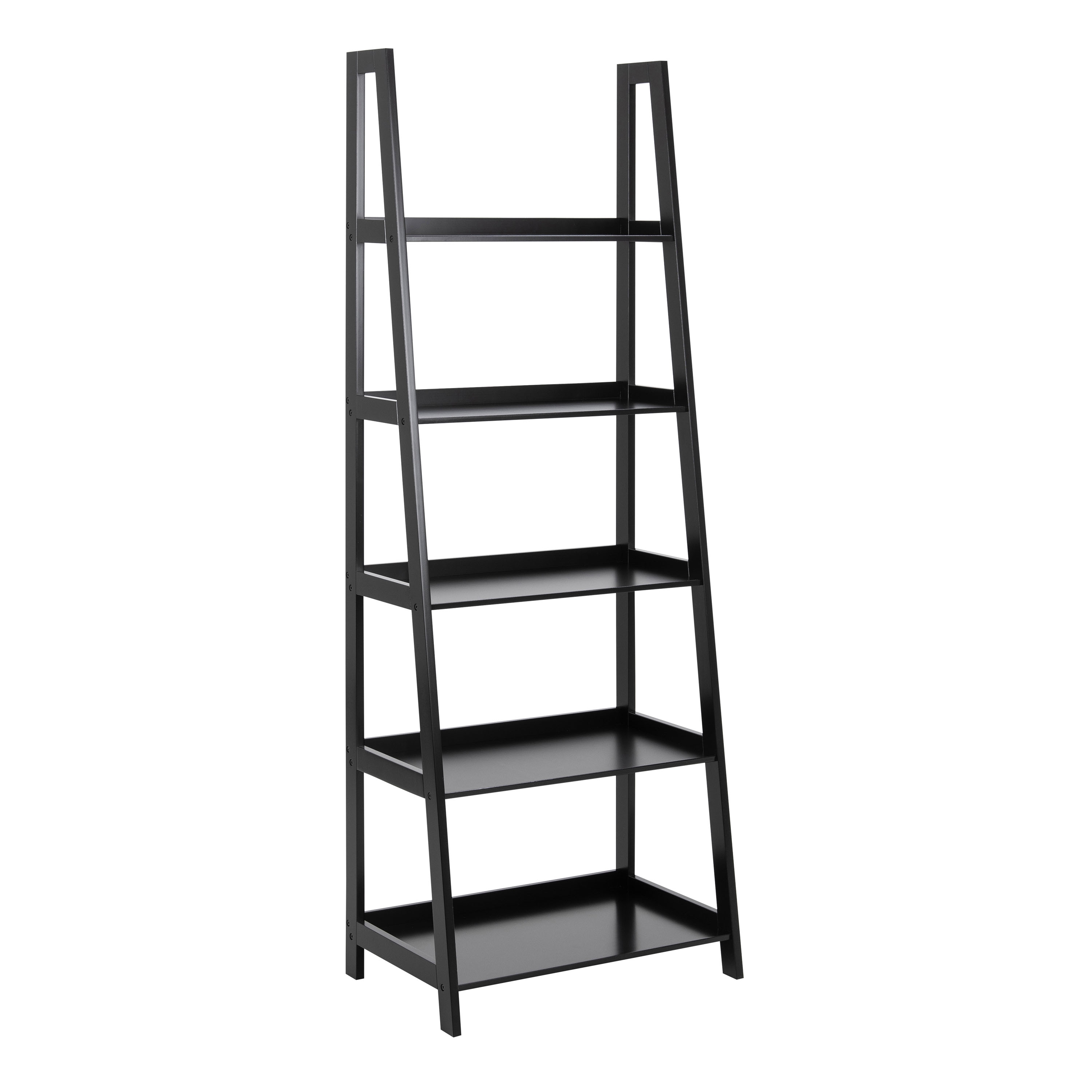 Wally Bookcase with 5 Shelves in Black - Rosalind Collection