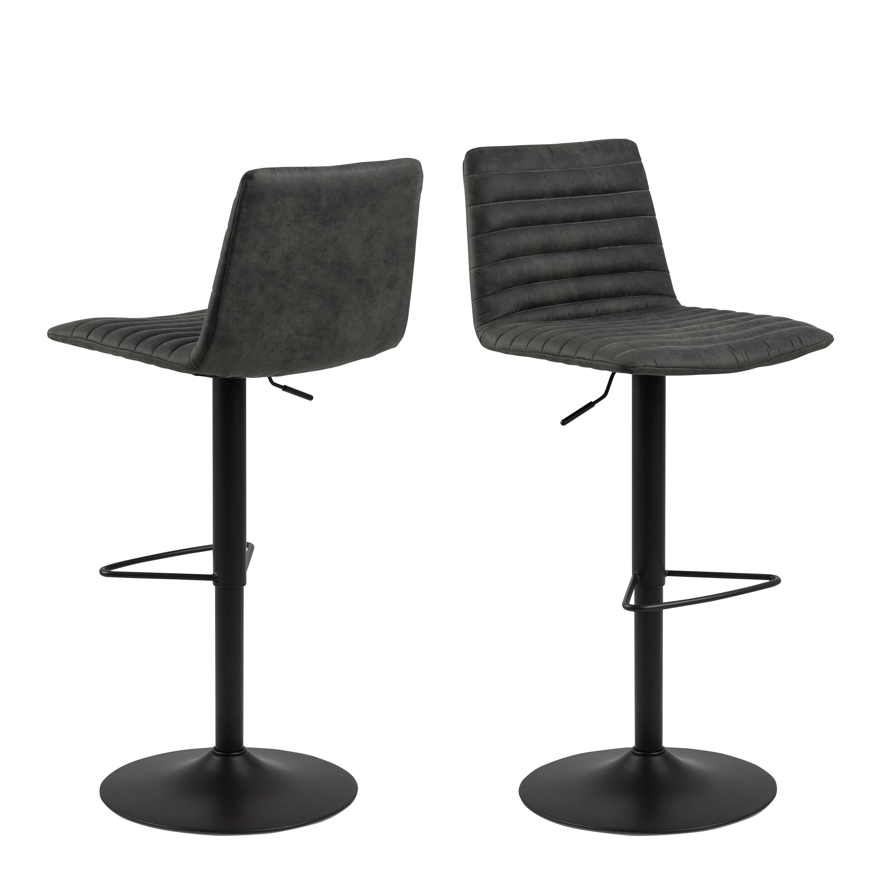 Kimmy Bar Stool in Grey Fabic Set of 2 - Rosalind Collection