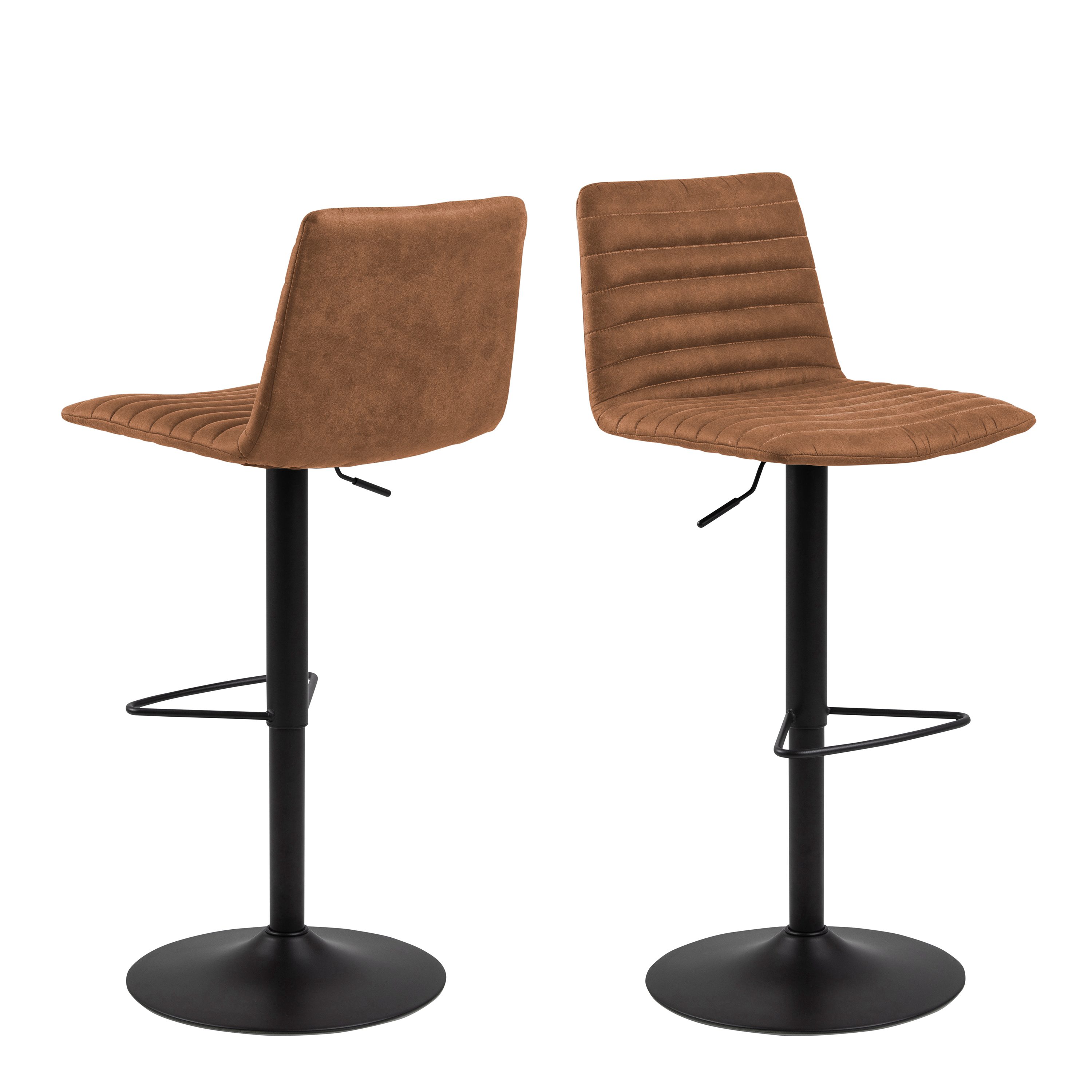 Kimmy Bar Stool with Brown Fabric in Set of 2 - Rosalind Collection