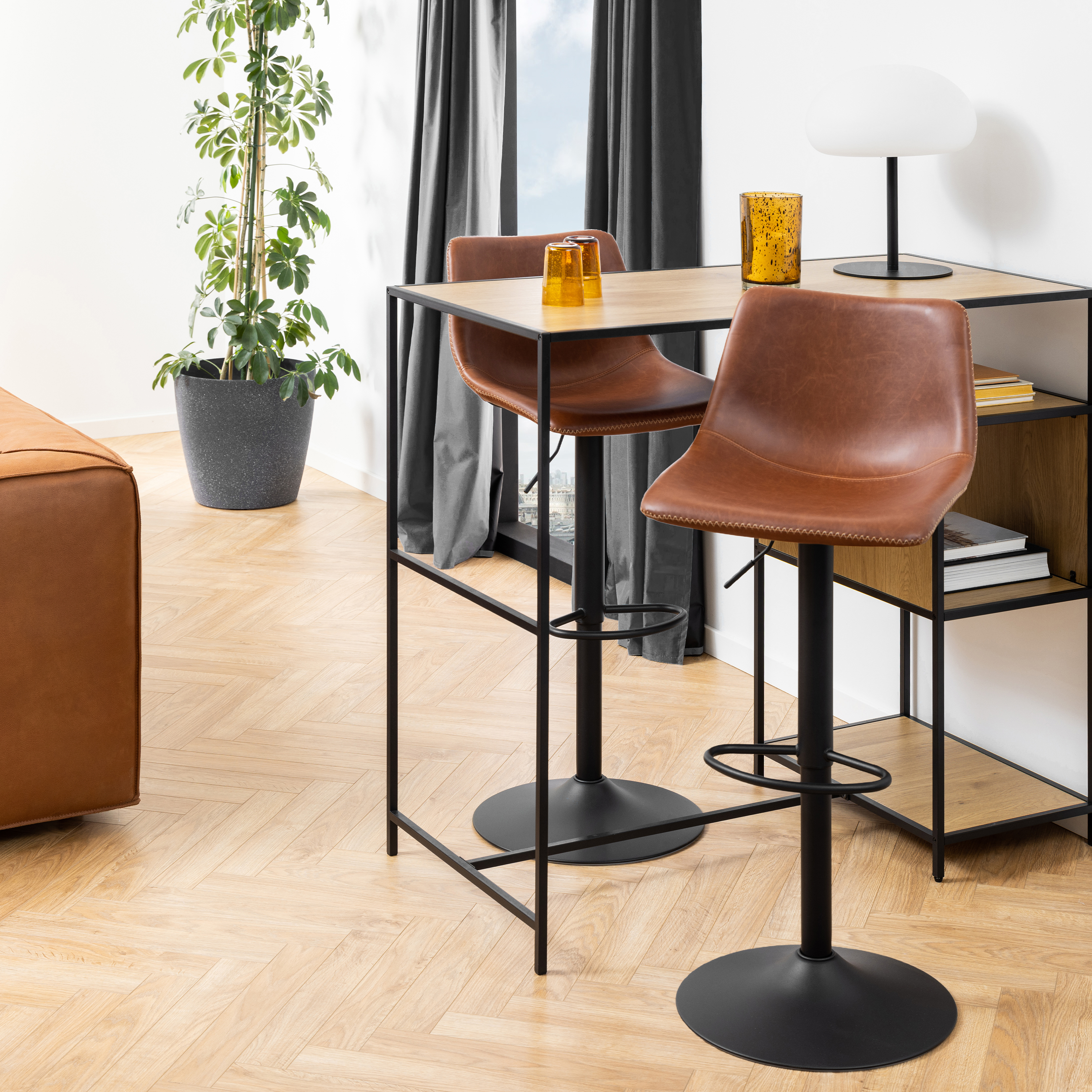 Oregon Bar Stool in Brown - Rosalind Collection