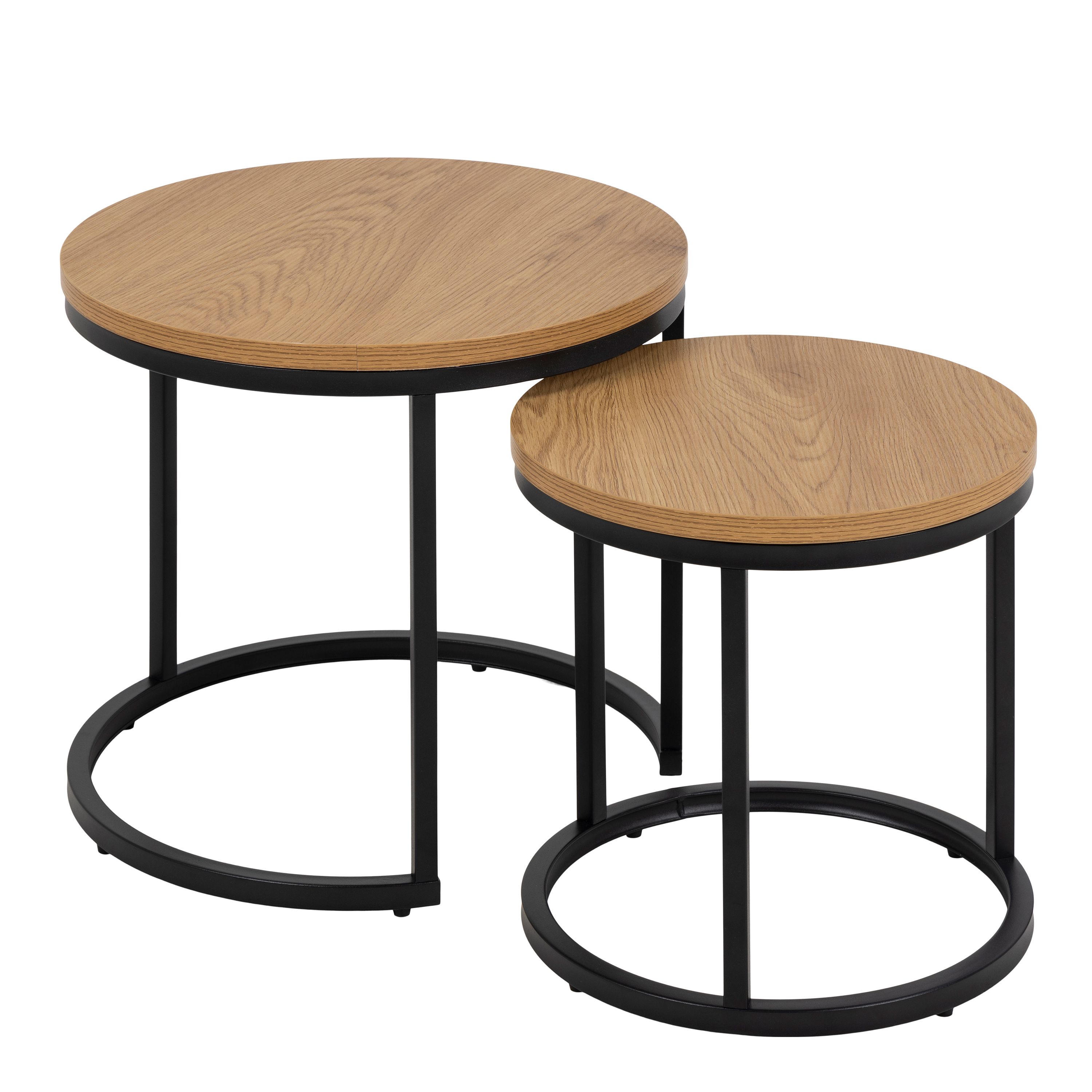 Spiro Round Nest of Tables in Oak - Rosalind Collection