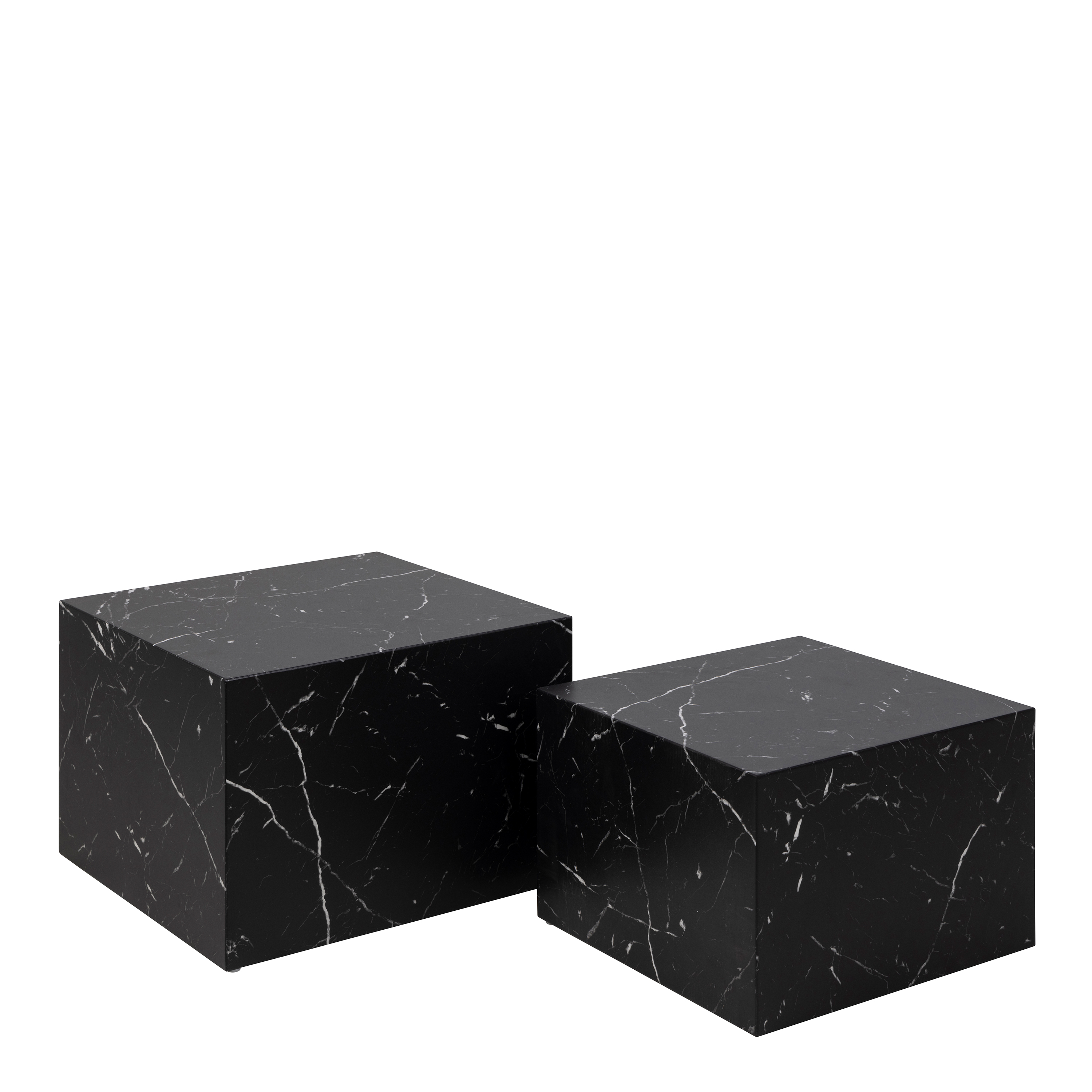 Dice Square Coffee Table Set in Black Marble Effect - Rosalind Collection