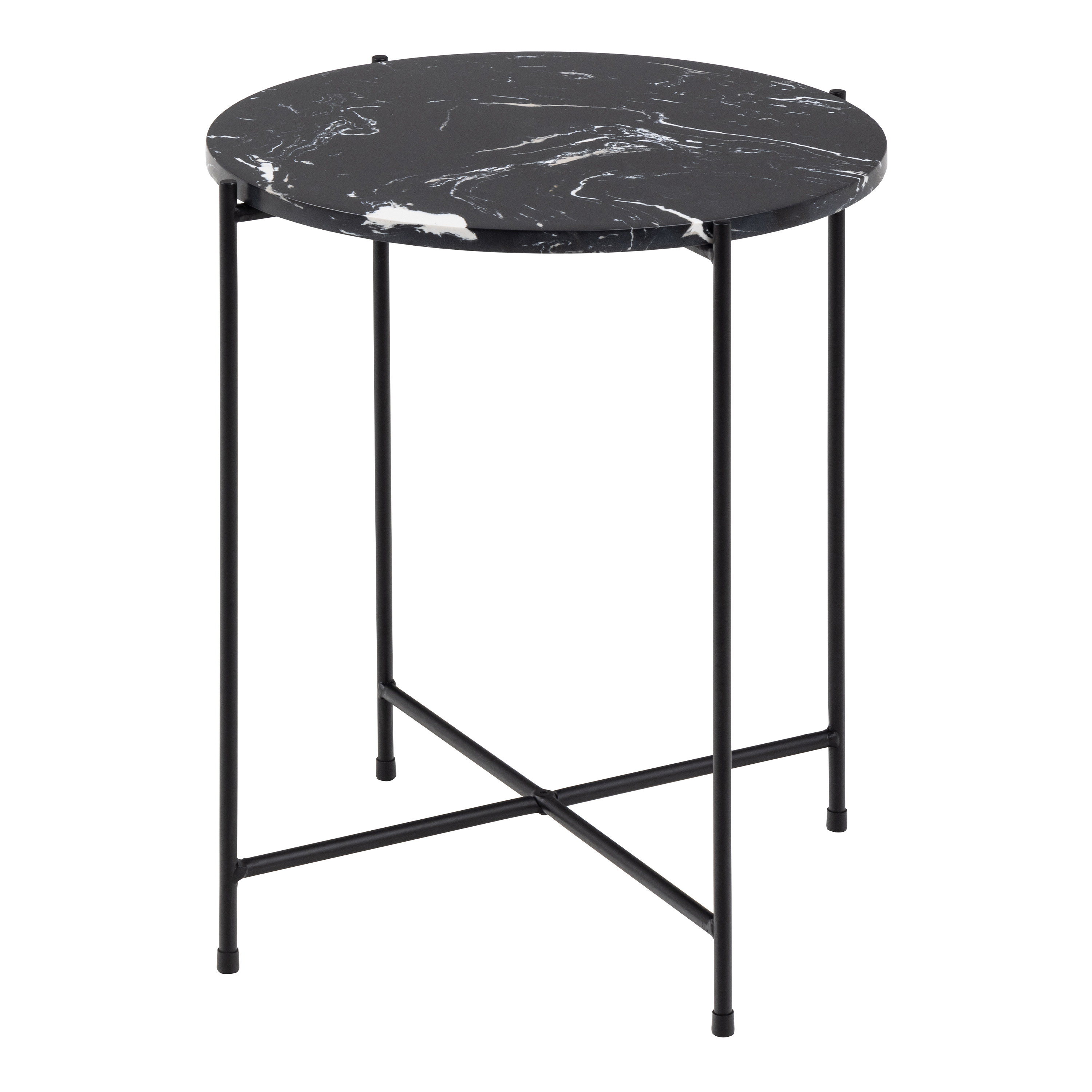 Avila Side Table with Black Marble Effect 42x45cm - Rosalind Collection