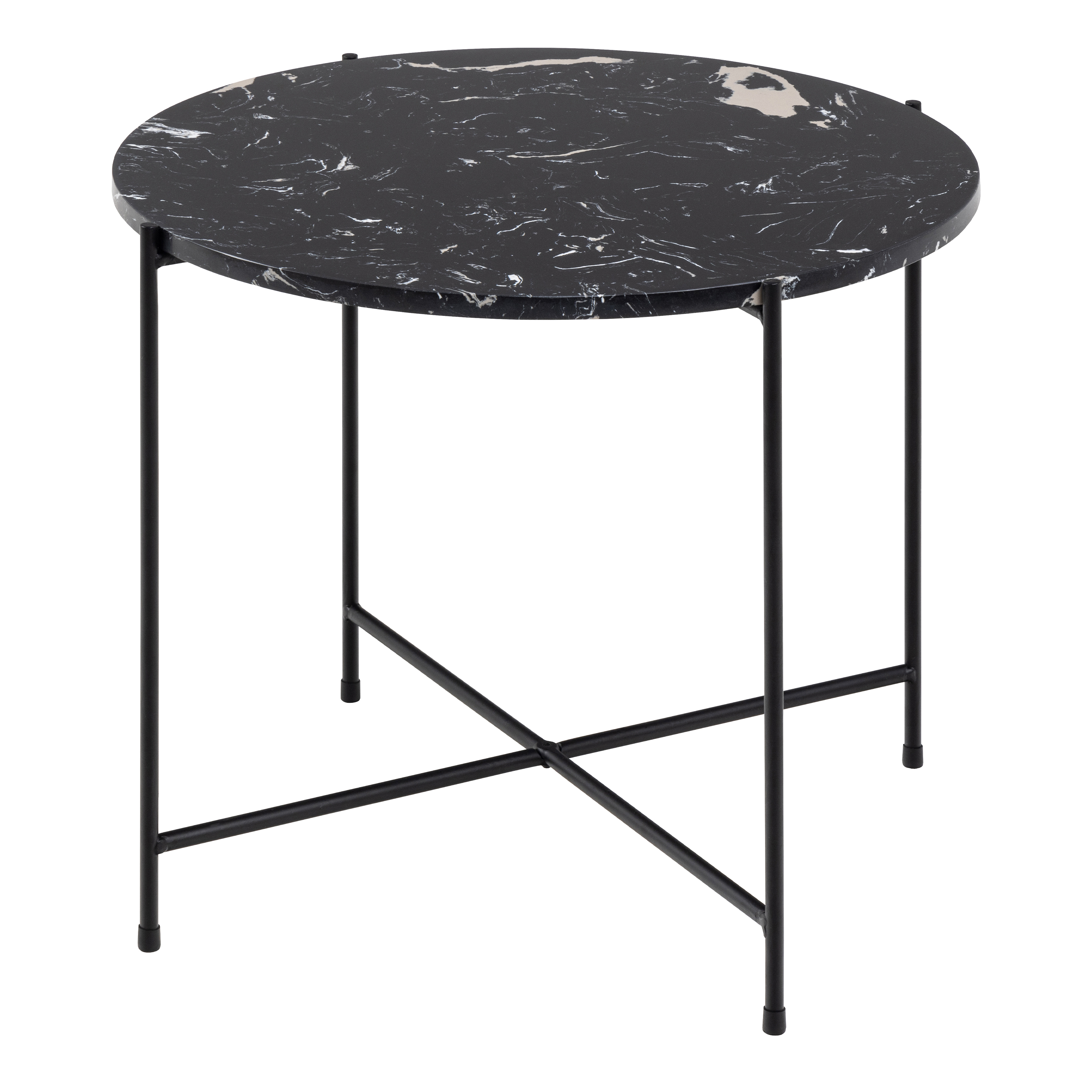 Avila Side Table with Black Marble Effect 52x40cm - Rosalind Collection