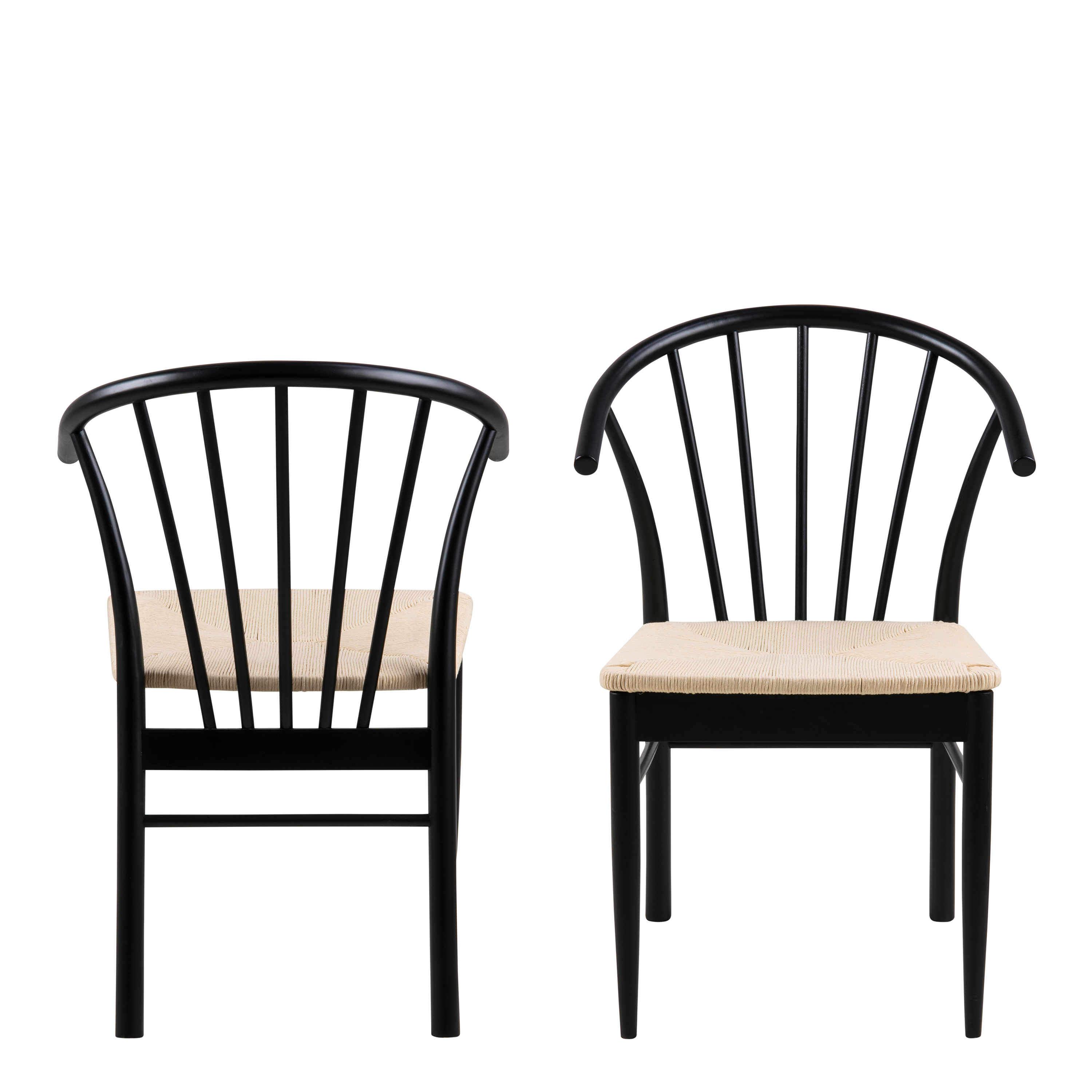 Dining Chair - CASSANDRA Set of 2 Dining Chair with Armrest Black 54cm - Rosalind Collection