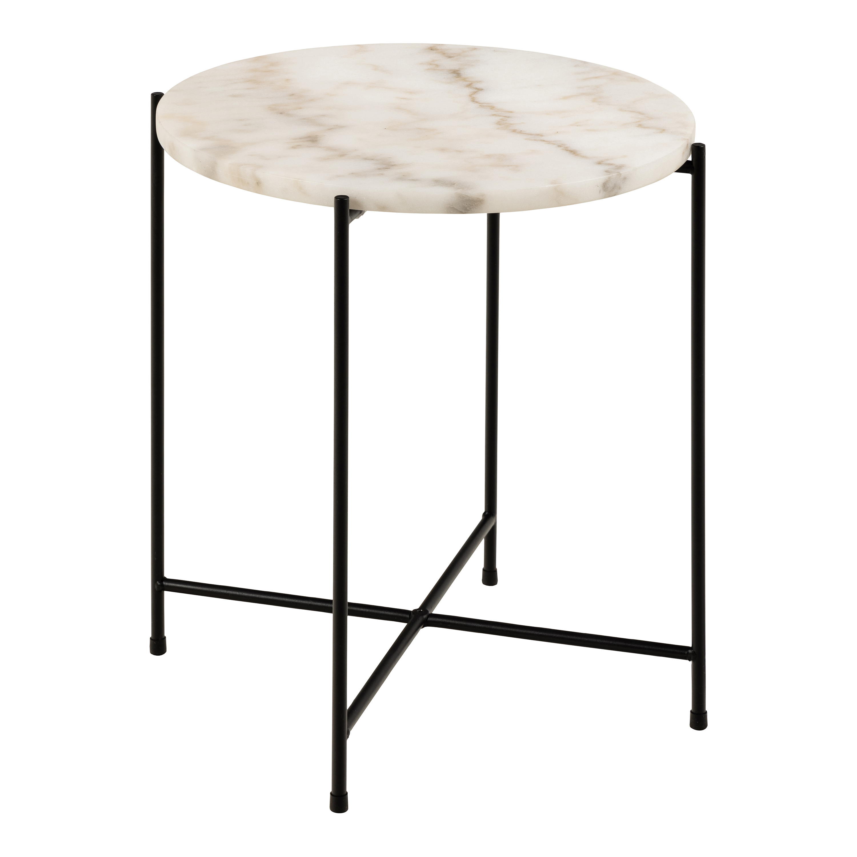 Avila Side Table with White Marble Effect 42x45cm - Rosalind Collection