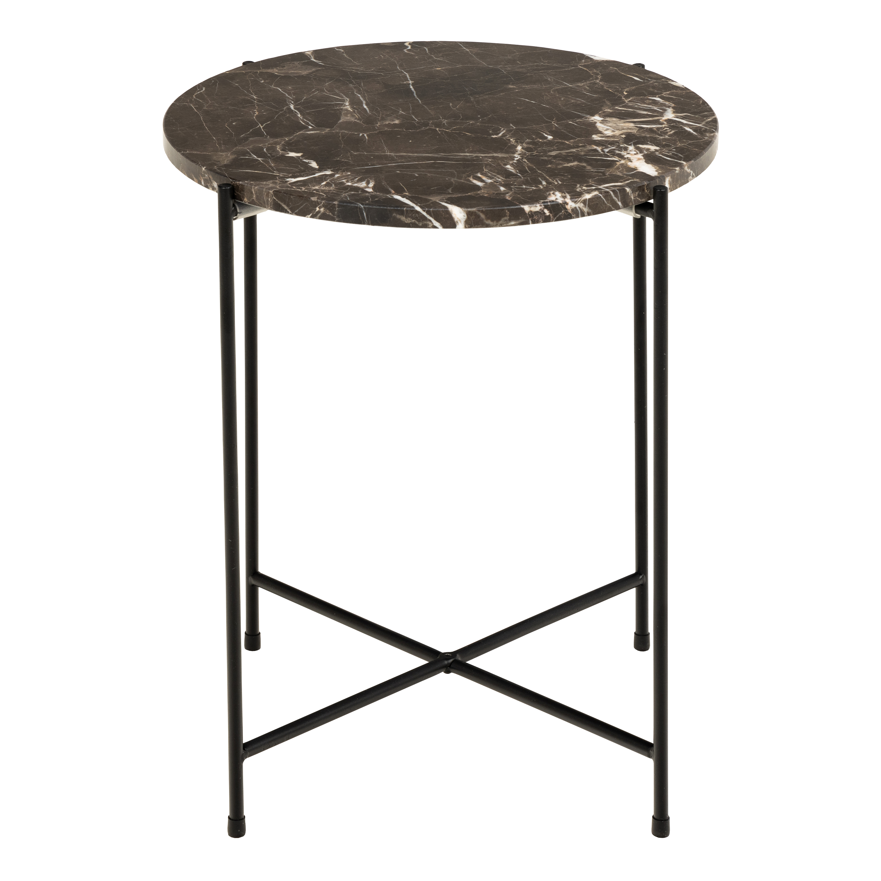 Avila Side Table with Brown Marble Effect 42x45cm - Rosalind Collection