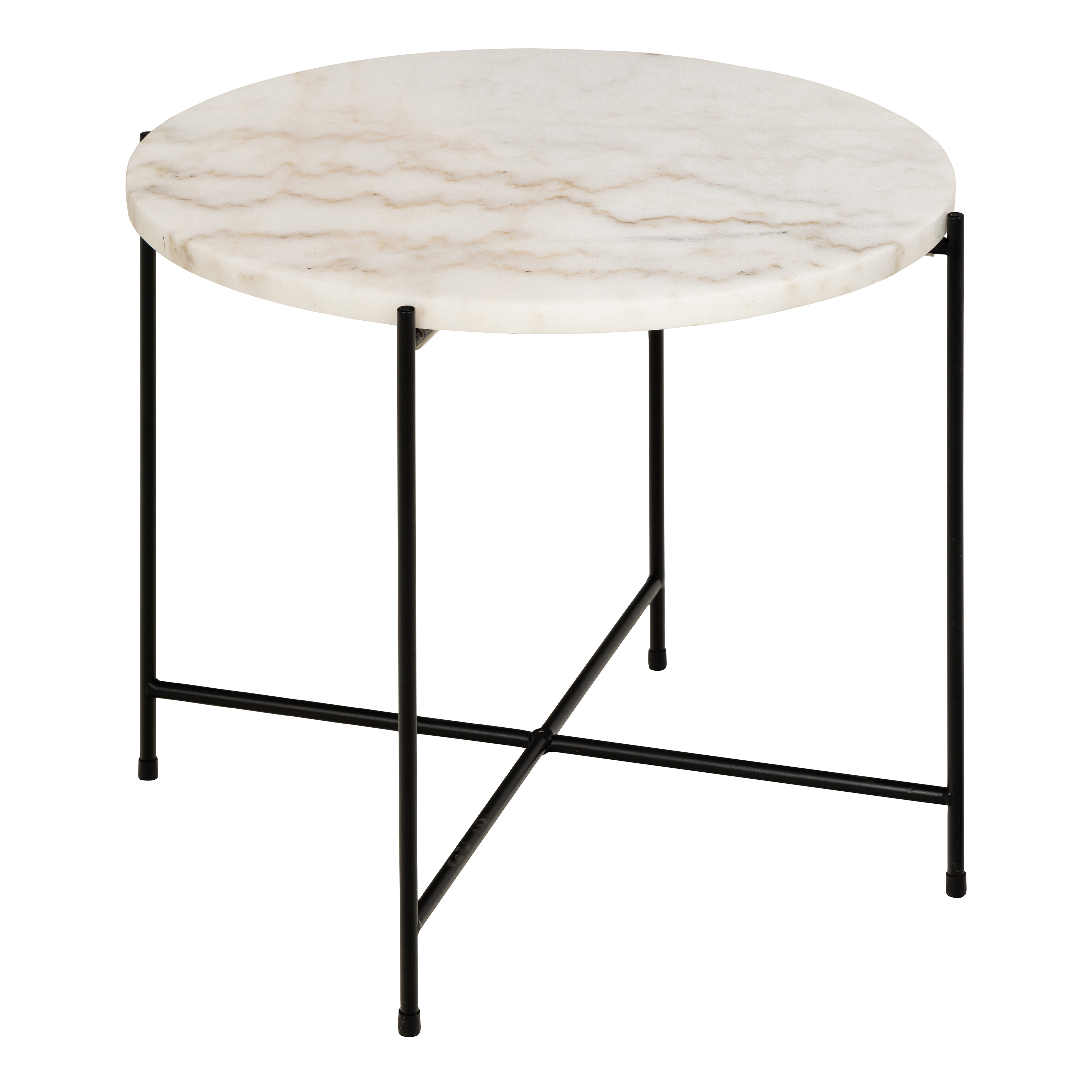 Avila Side Table with White Marble Effect 52x40cm - Rosalind Collection