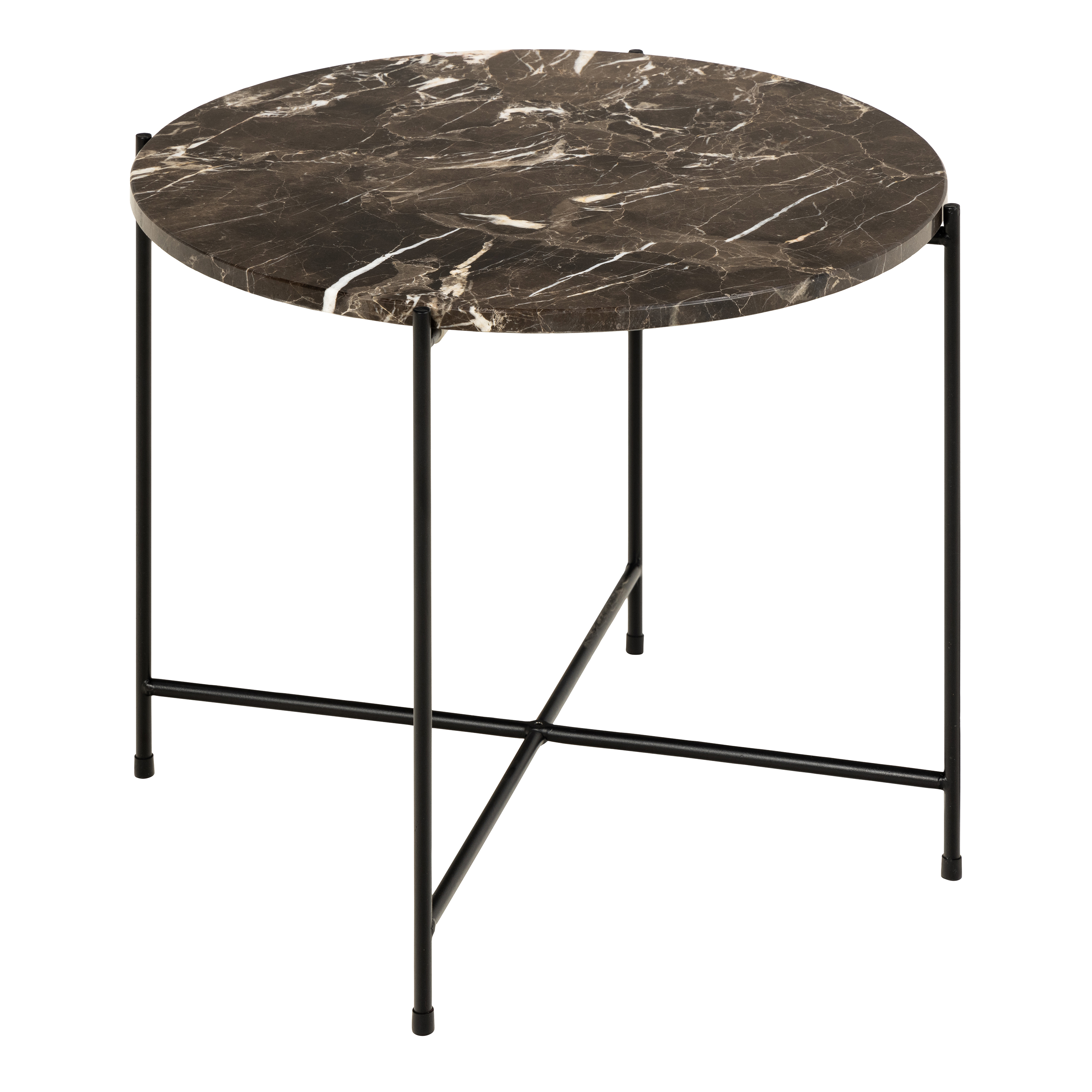Avila Side Table with Brown Marble Effect 52x40cm - Rosalind Collection